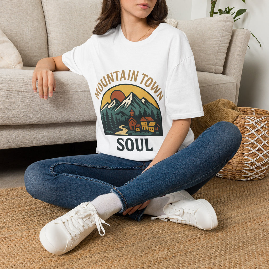 Mountain Town Soul Vintage Hiking Tee Raised on Mountain Air Shirt Wilderness Outdoor Adventure Gift Alpine Heritage Retro Tshirt