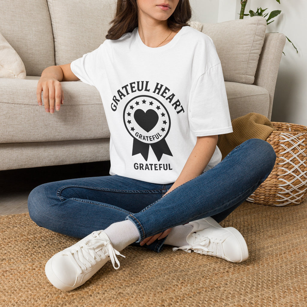 Grateful Heart Daily Affirmation Shirt | Gratitude Mindfulness Tee | Self Care Wellness Gift | Positive Affirmation Apparel