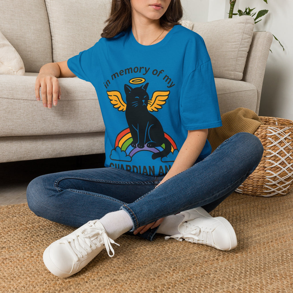 Rainbow Bridge Cat Memorial Shirt, Guardian Angel Cat Tshirt, Pet Loss Sympathy Gift, Cat Remembrance Shirt, Cat Lover Grief Gift