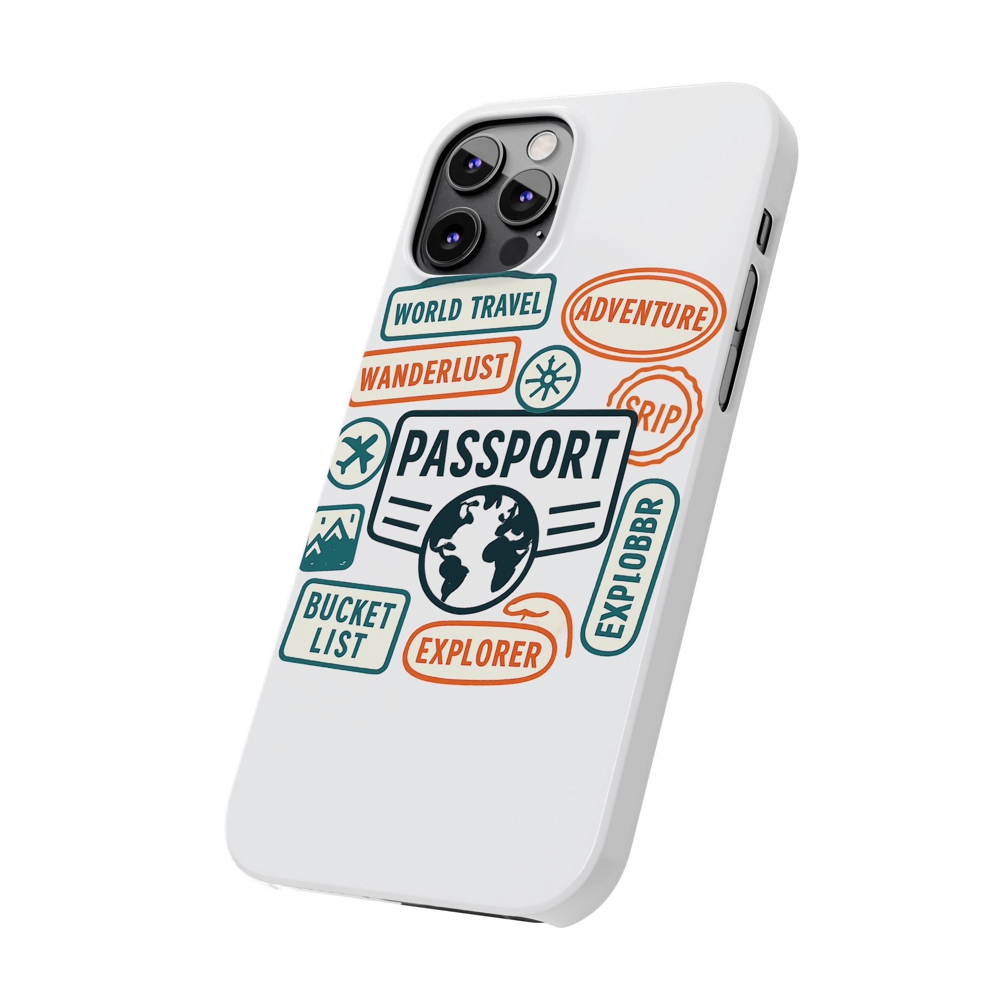 Passport Stamp Phone Case World Travel Gift Wanderlust Adventure Traveler Bucket List Globetrotter Trip Souvenir Explorer Map