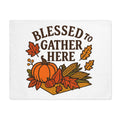 Blessed to Gather Here Thanksgiving Placemat | Autumn Leaves Harvest Table Decor | Farmhouse Holiday Placemats Set | Grateful