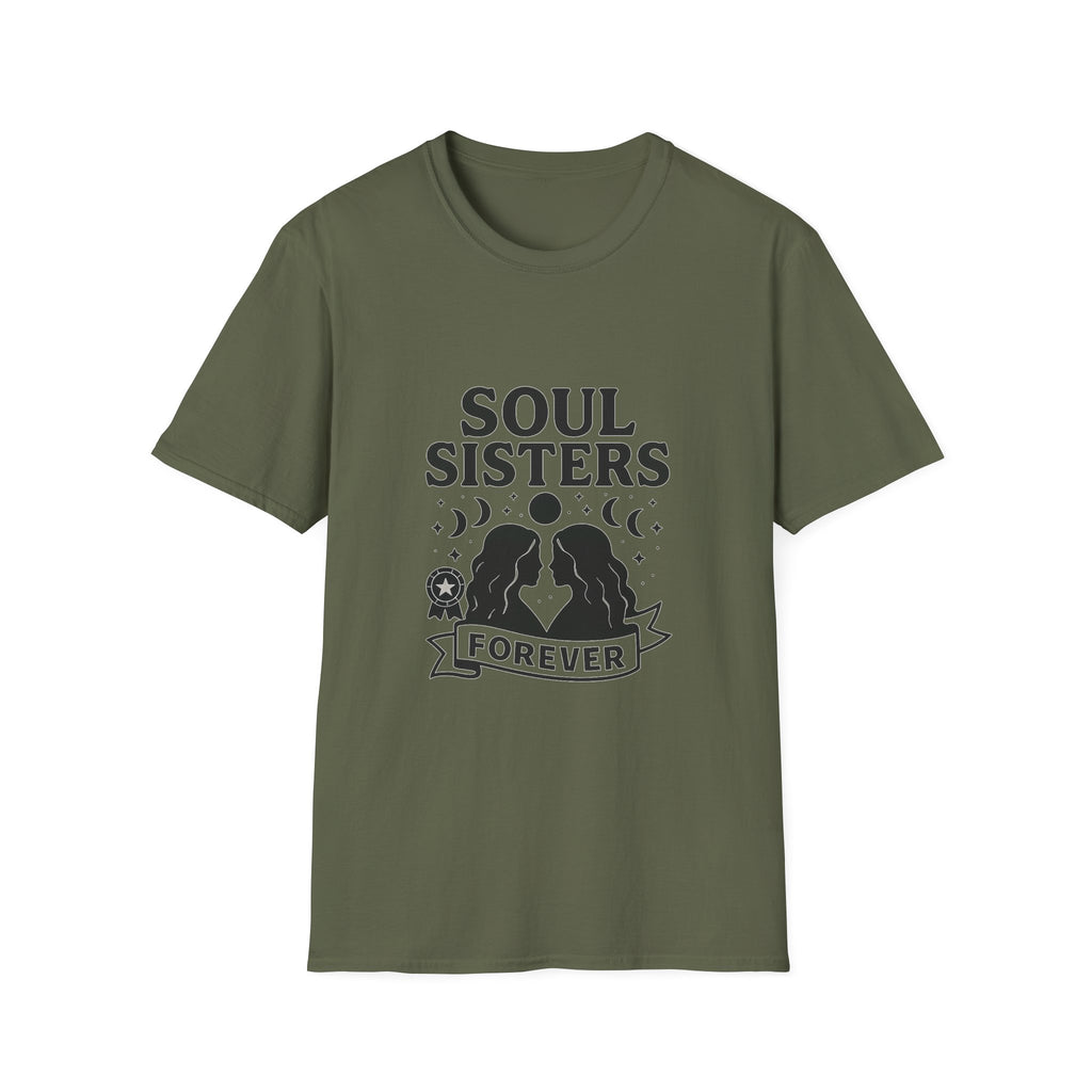 Soul Sisters Forever Matching T-Shirts, Best Friend Shirts, Celestial Moon Phase Tees, BFF Gifts for Women, Soulmate Friendship