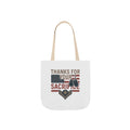 Thanks for Your Sacrifice Tote Bag Military Appreciation Gift Active Duty Service Member Honor Patriotic Gift USA Support Troops Bag