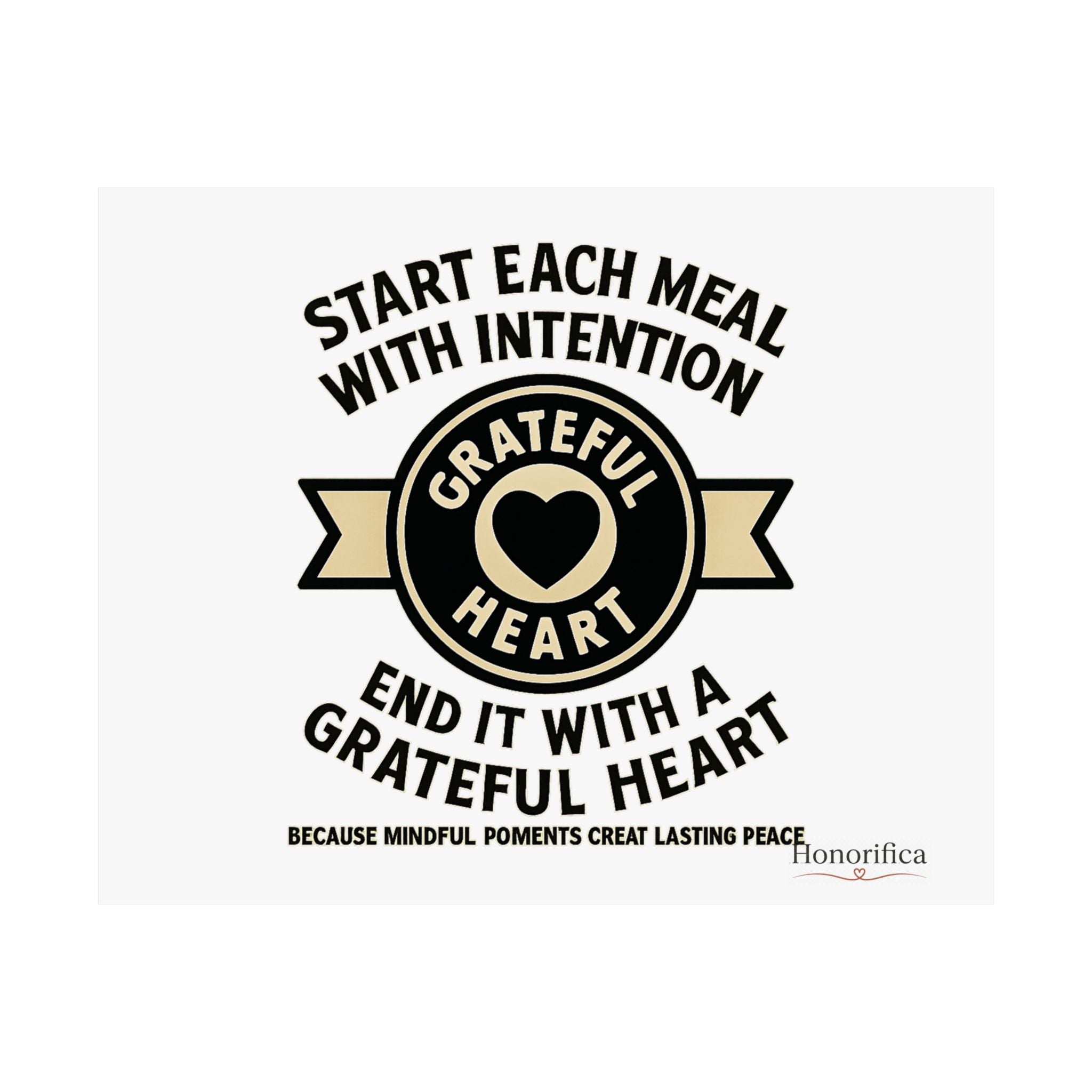 Grateful Heart Daily Affirmations Placemat Poster, Gratitude Prompts Mindful Eating, Thanksgiving Table Decor, Wellness Gift