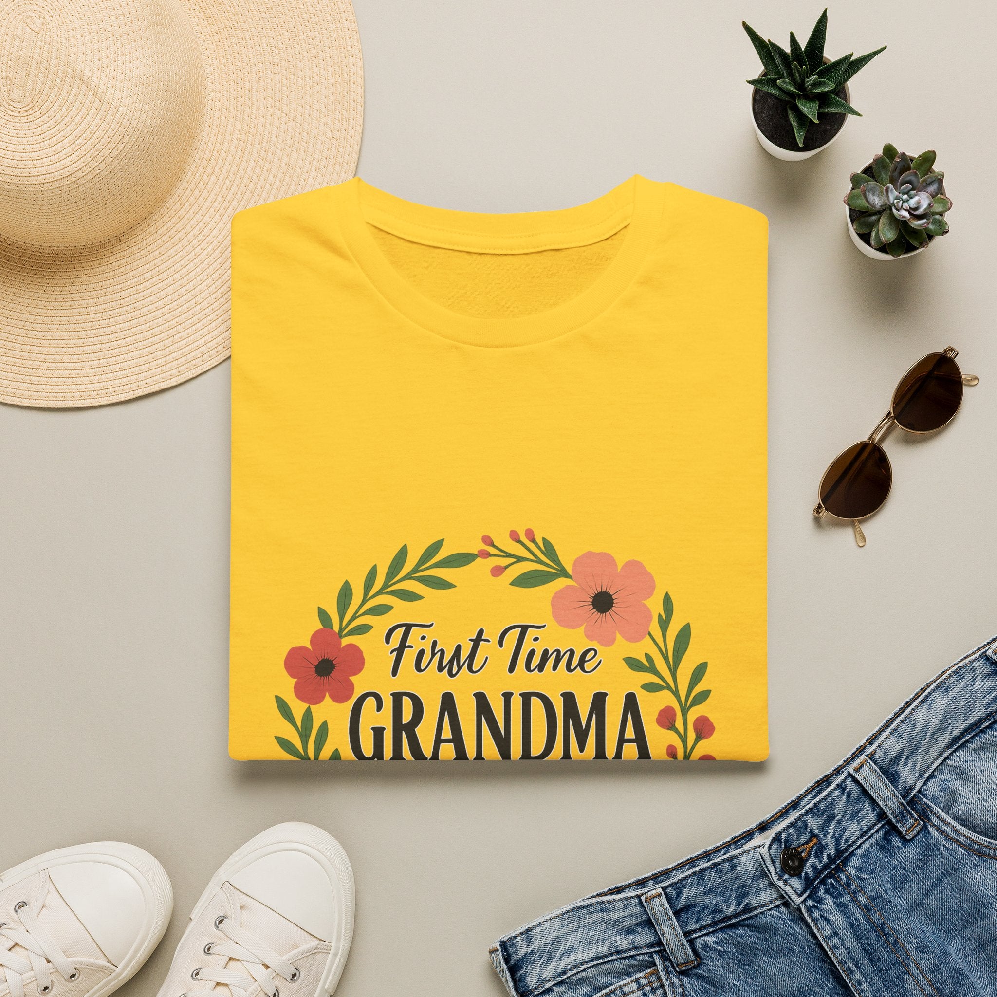 First Time Grandma Est 2025 Shirt New Grandmother Announcement Pregnancy Reveal Gift Floral Wreath Tshirt Mothers Day Gift