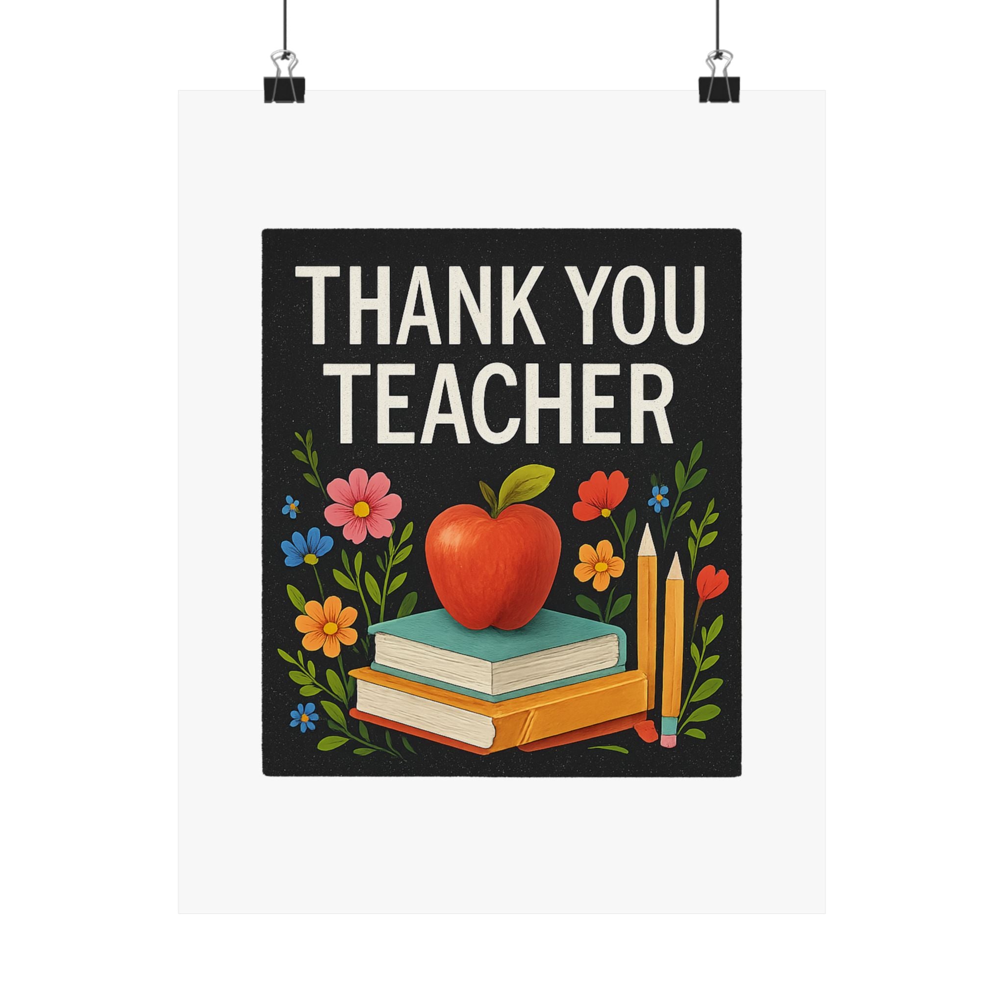 Thank You Teacher Gift Poster, Wildflower Watercolor Classroom Decor, Teacher Appreciation Wall Art, End of Year Gift