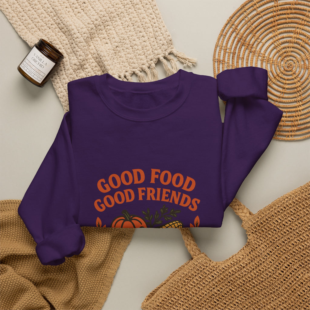 Good Food Good Friends Grateful Heart Sweatshirt, Thanksgiving Hostess Gift, Cooking Sweatshirt, Kitchen Lover Gift, Autumn Cozy Top