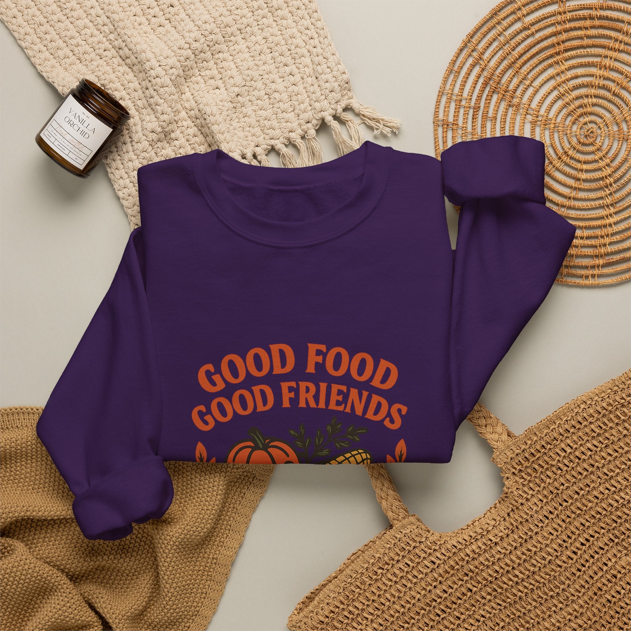 Good Food Good Friends Grateful Heart Sweatshirt, Thanksgiving Hostess Gift, Cooking Sweatshirt, Kitchen Lover Gift, Autumn Cozy Top