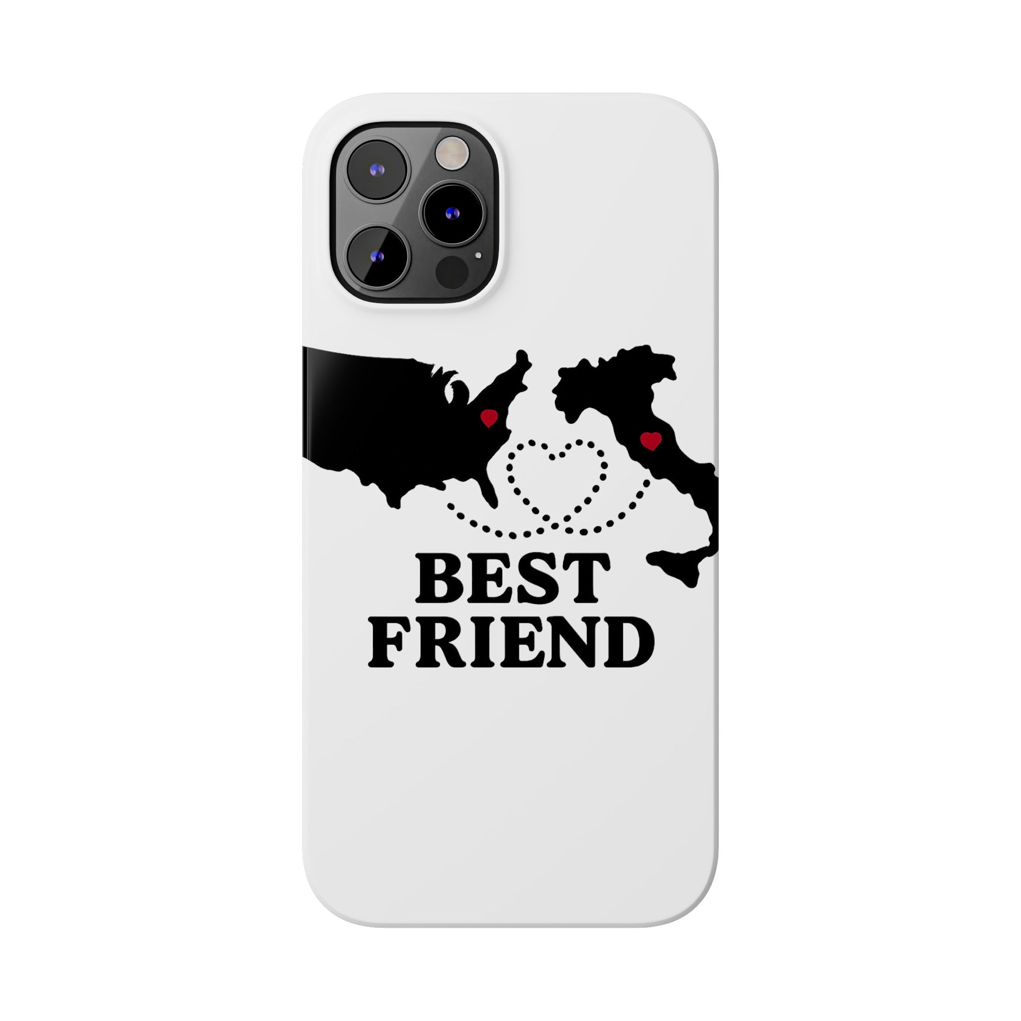 Long Distance Friendship Phone Case Personalized Coordinates Gift Best Friend Custom Location Map Heart Connection BFF