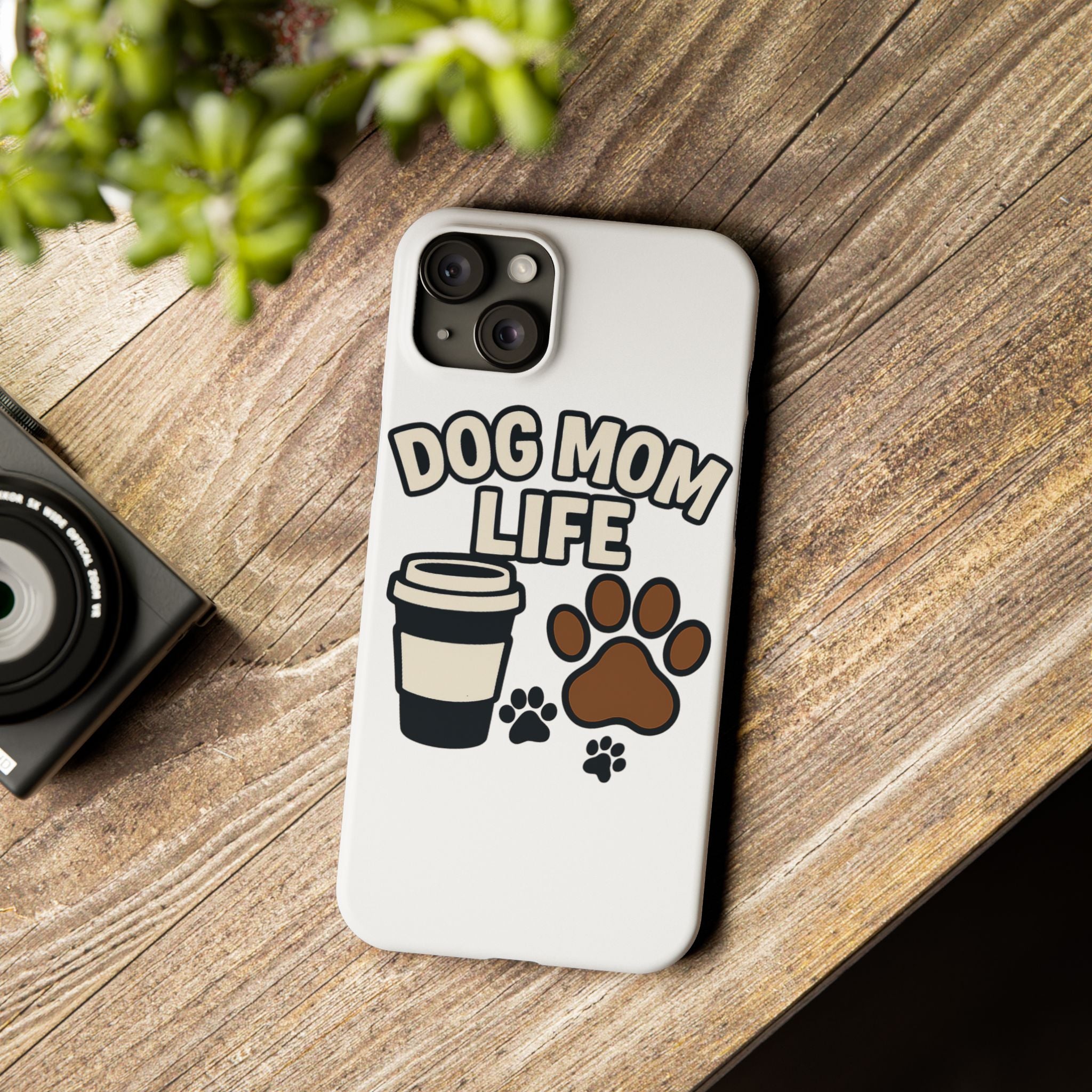 Dog Mom Life Phone Case, Coffee & Paws Illustrated Design, Gift for Dog Lover, Pet Parent Phone Case, Dog Owner Gift