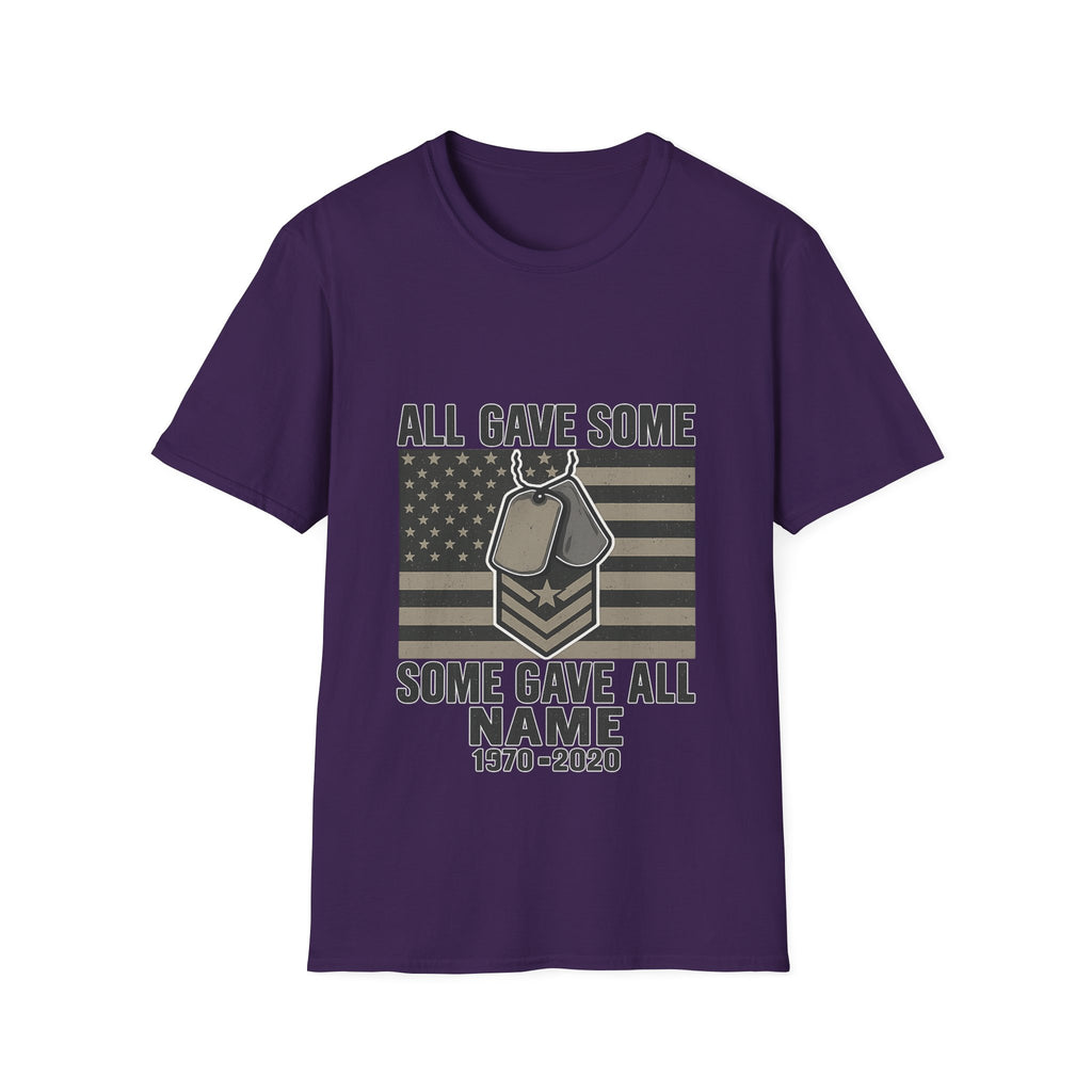 Custom Veteran Shirt | All Gave Some Some Gave All | Personalized Veterans Day Gift | Military Family Pride Tshirt with Name & Dates