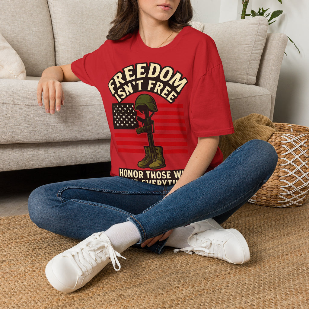 Freedom Isn't Free Shirt Veterans Day Memorial Tribute Tshirt Military Sacrifice Patriotic Remembrance Gift Battlefield Cross Tee