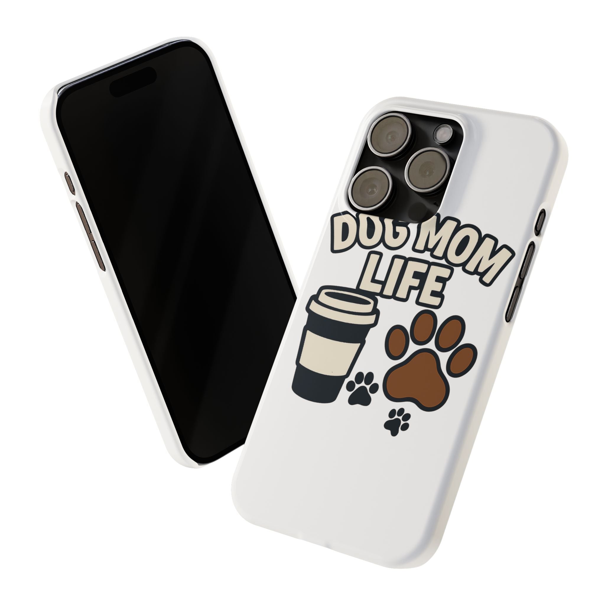 Dog Mom Life Phone Case, Coffee & Paws Illustrated Design, Gift for Dog Lover, Pet Parent Phone Case, Dog Owner Gift