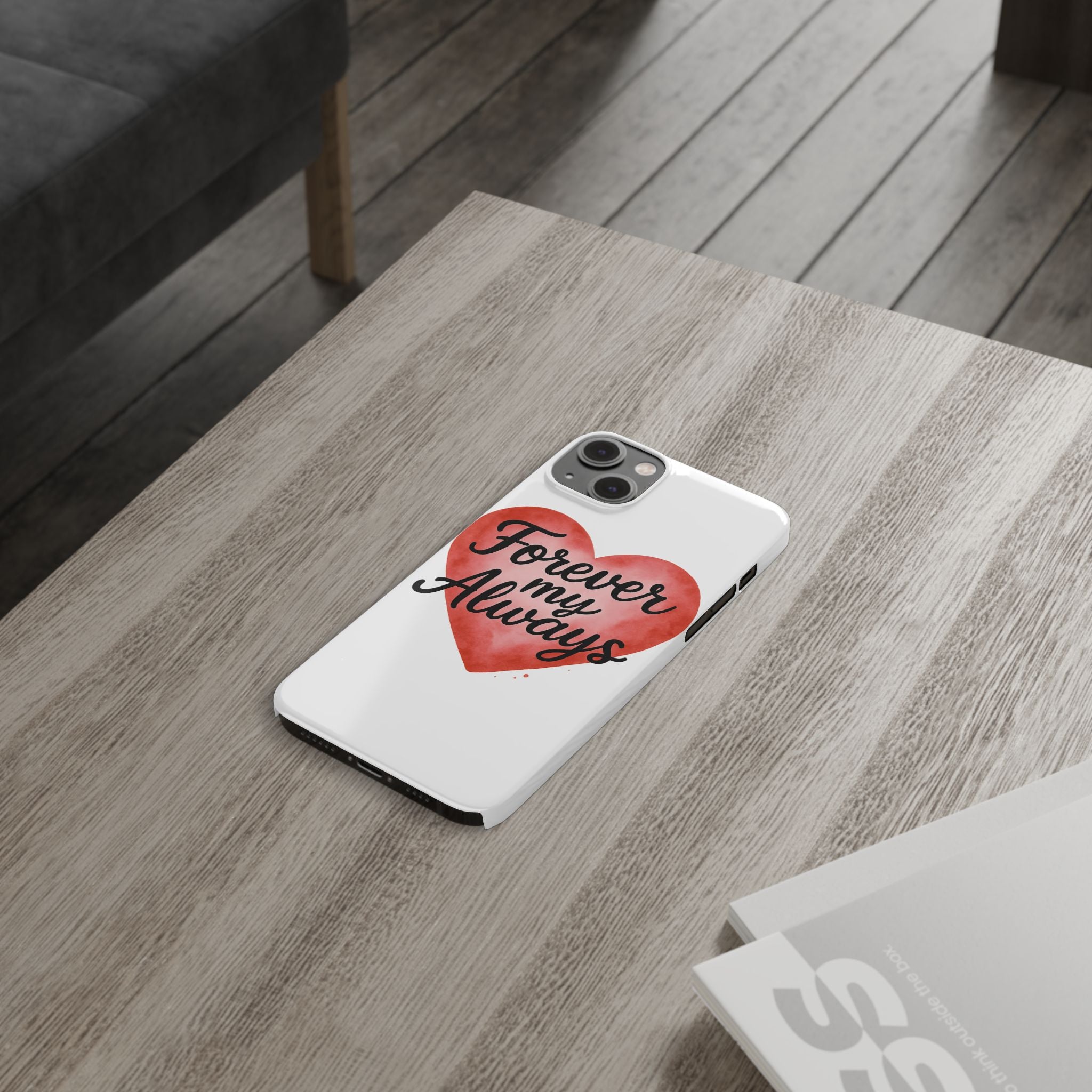 Forever My Always Watercolor Heart Phone Case | Romantic Anniversary Gift for Her | Love Quote Phone Cover | Girlfriend Wife Gift