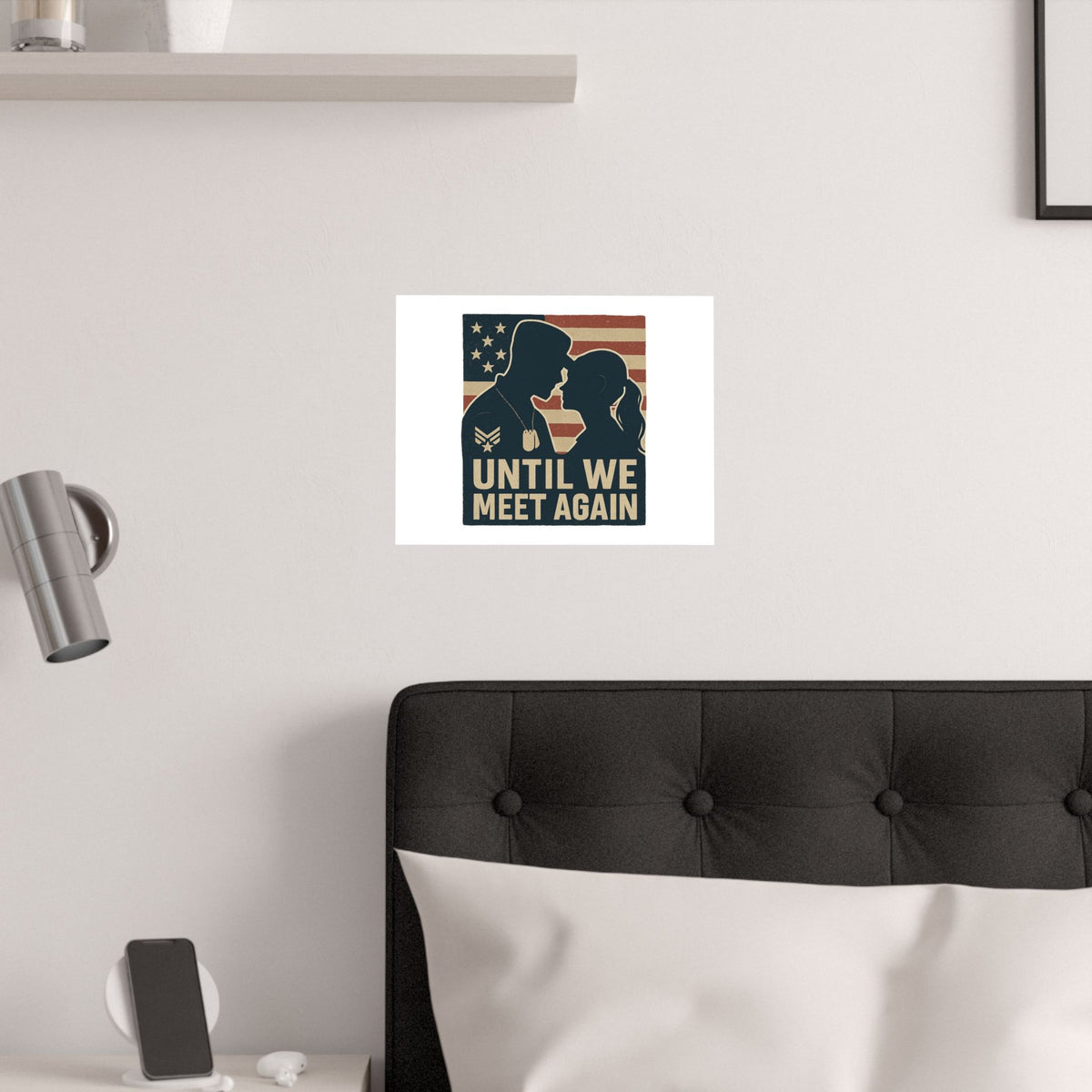 Until We Meet Again Military Deployment Poster, Romantic Farewell Gift for Military Spouse, Patriotic Couple Silhouette Art