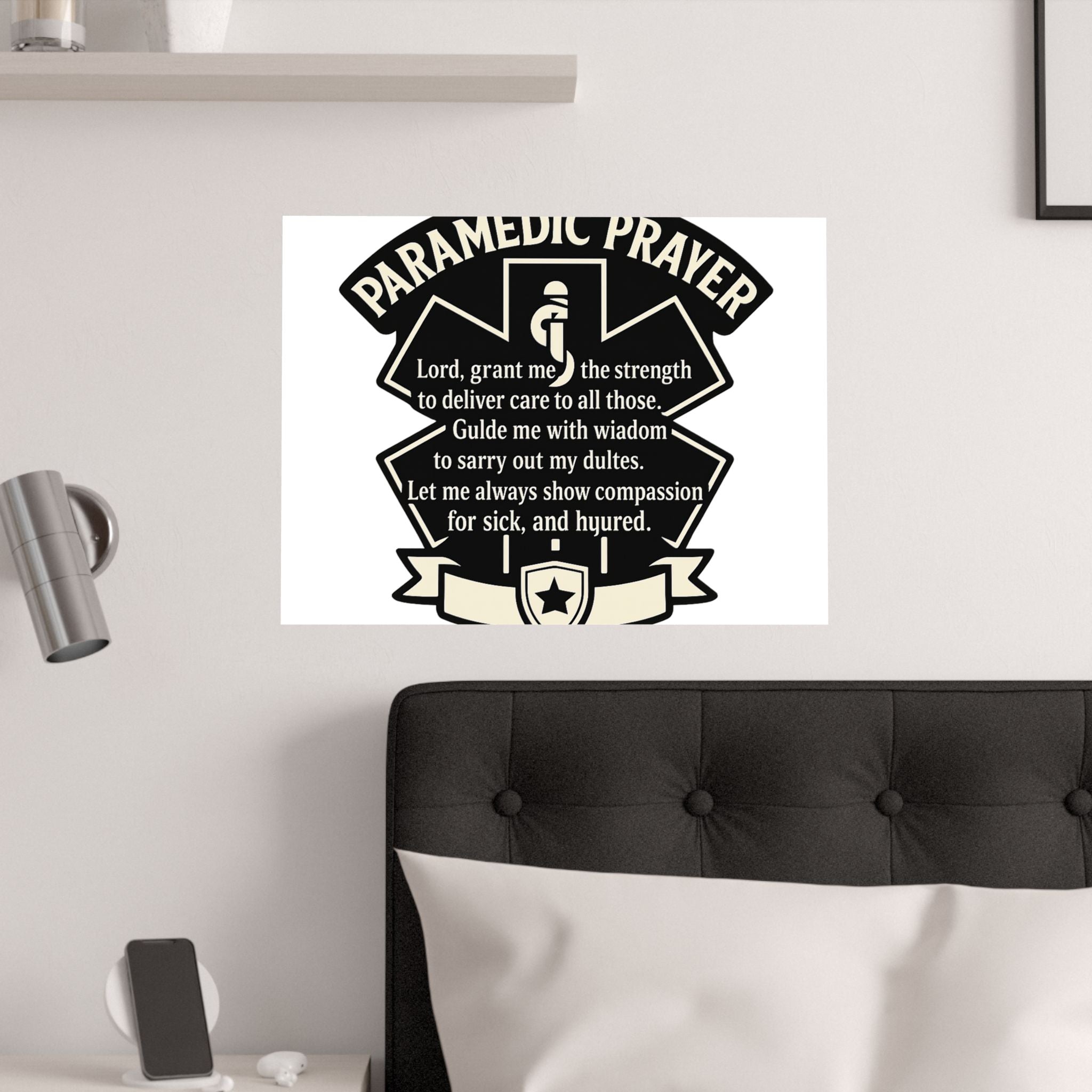 Paramedic Prayer Poster, EMS Gift, Star of Life Wall Art, Paramedic Graduation Gift, EMT Decor, First Responder Print, Thin White Line