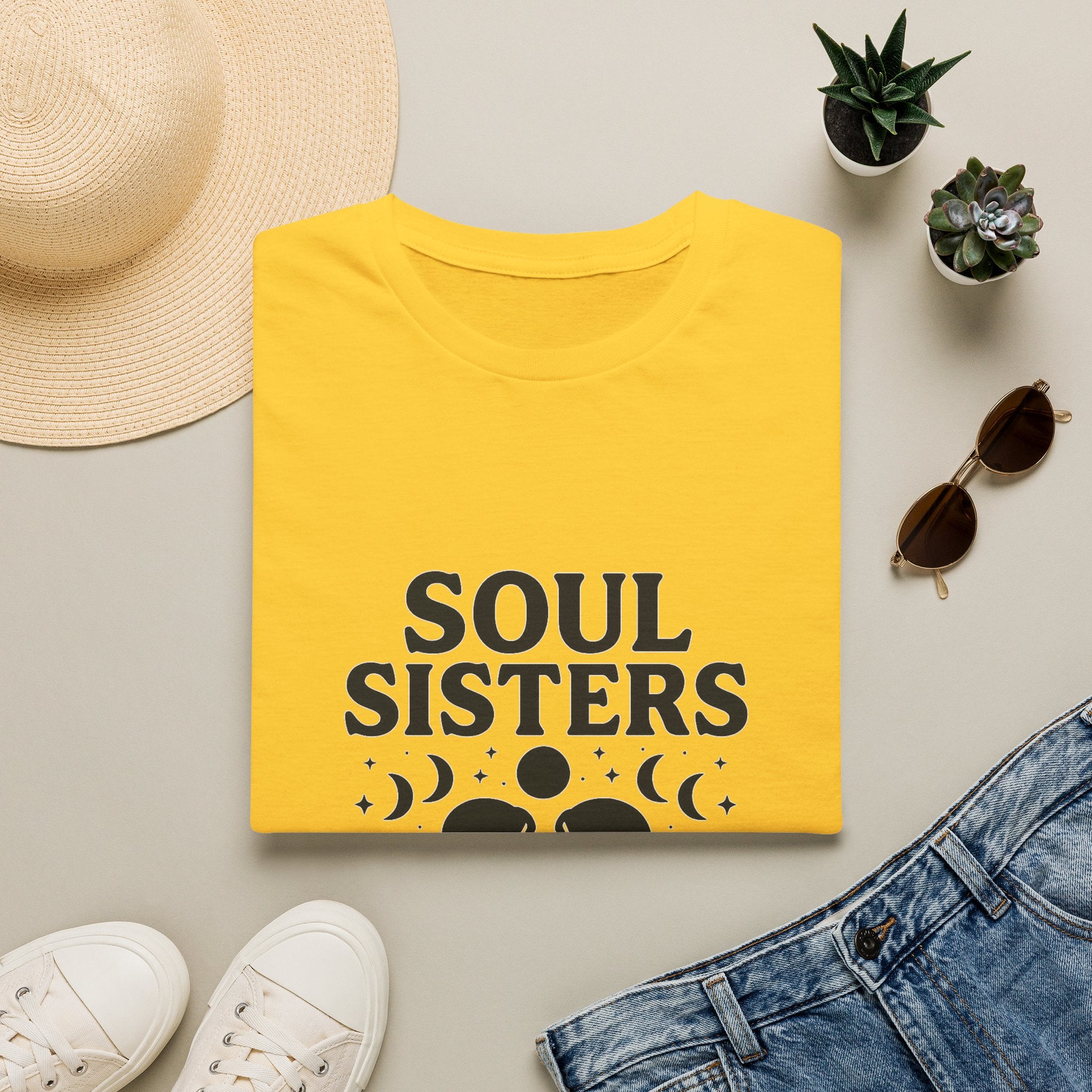 Soul Sisters Forever Matching T-Shirts, Best Friend Shirts, Celestial Moon Phase Tees, BFF Gifts for Women, Soulmate Friendship