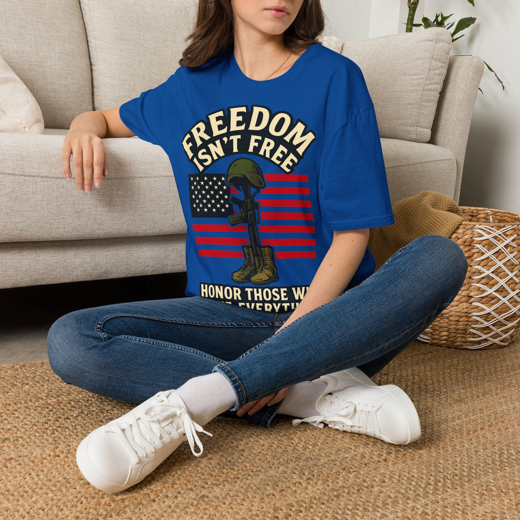 Freedom Isn't Free Shirt Veterans Day Memorial Tribute Tshirt Military Sacrifice Patriotic Remembrance Gift Battlefield Cross Tee