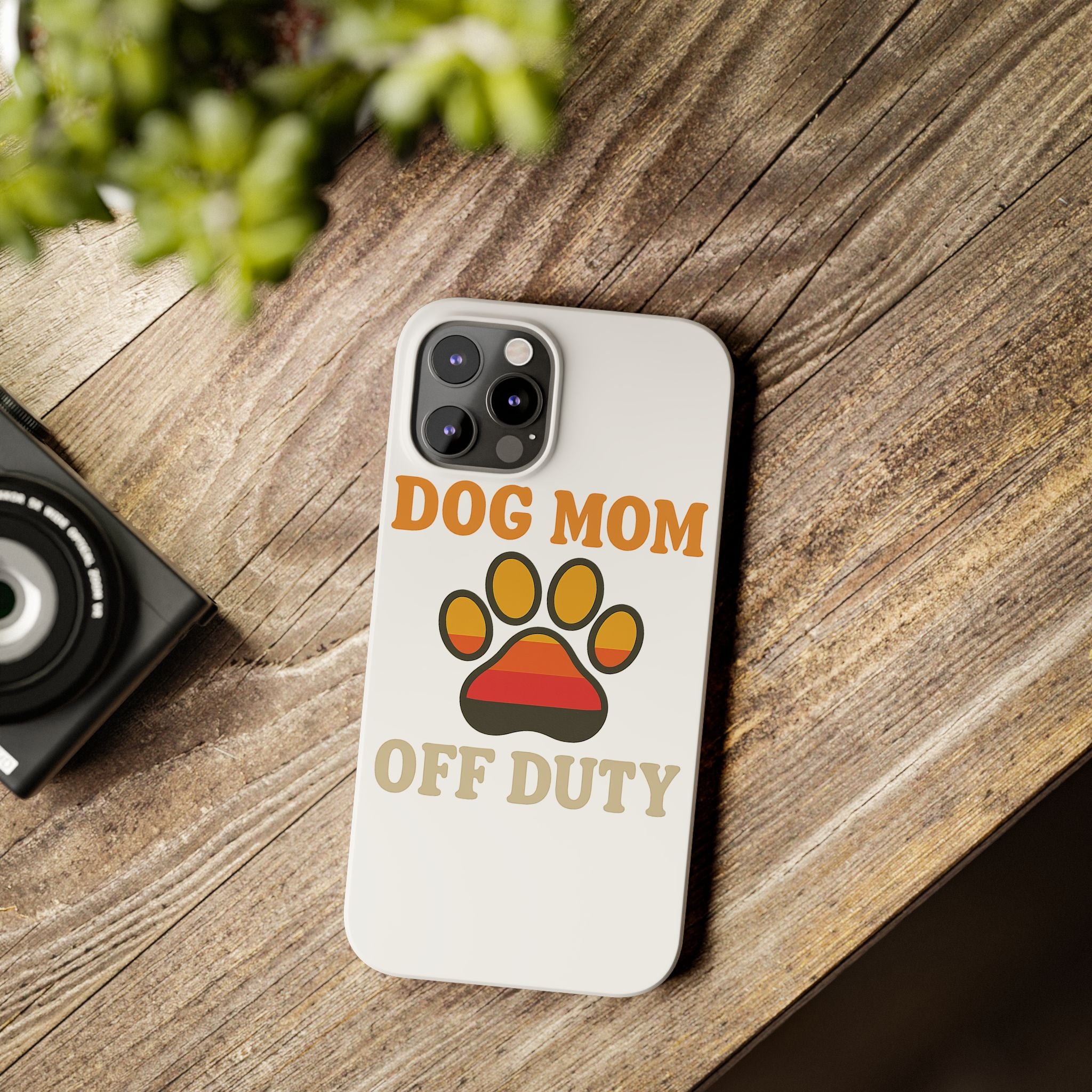 Dog Mom Off Duty Phone Case Retro 70s Vintage Dog Lover Gift Paw Print iPhone Samsung Galaxy Case Funny Pet Owner Gift