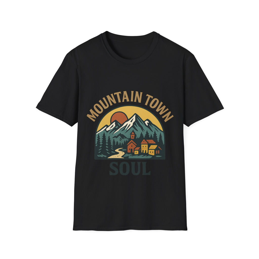 Mountain Town Soul Vintage Hiking Tee Raised on Mountain Air Shirt Wilderness Outdoor Adventure Gift Alpine Heritage Retro Tshirt