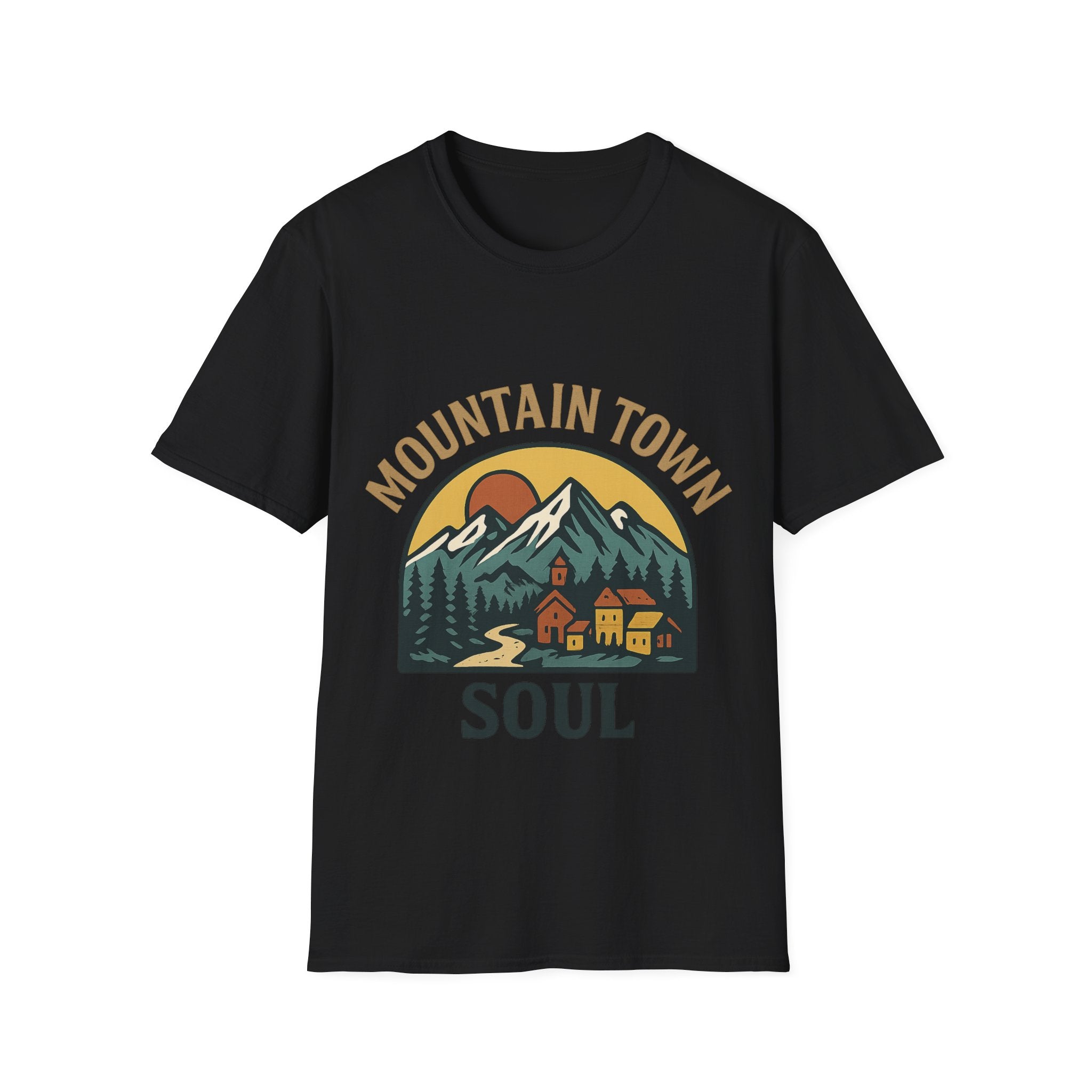 Mountain Town Soul Vintage Hiking Tee Raised on Mountain Air Shirt Wilderness Outdoor Adventure Gift Alpine Heritage Retro Tshirt