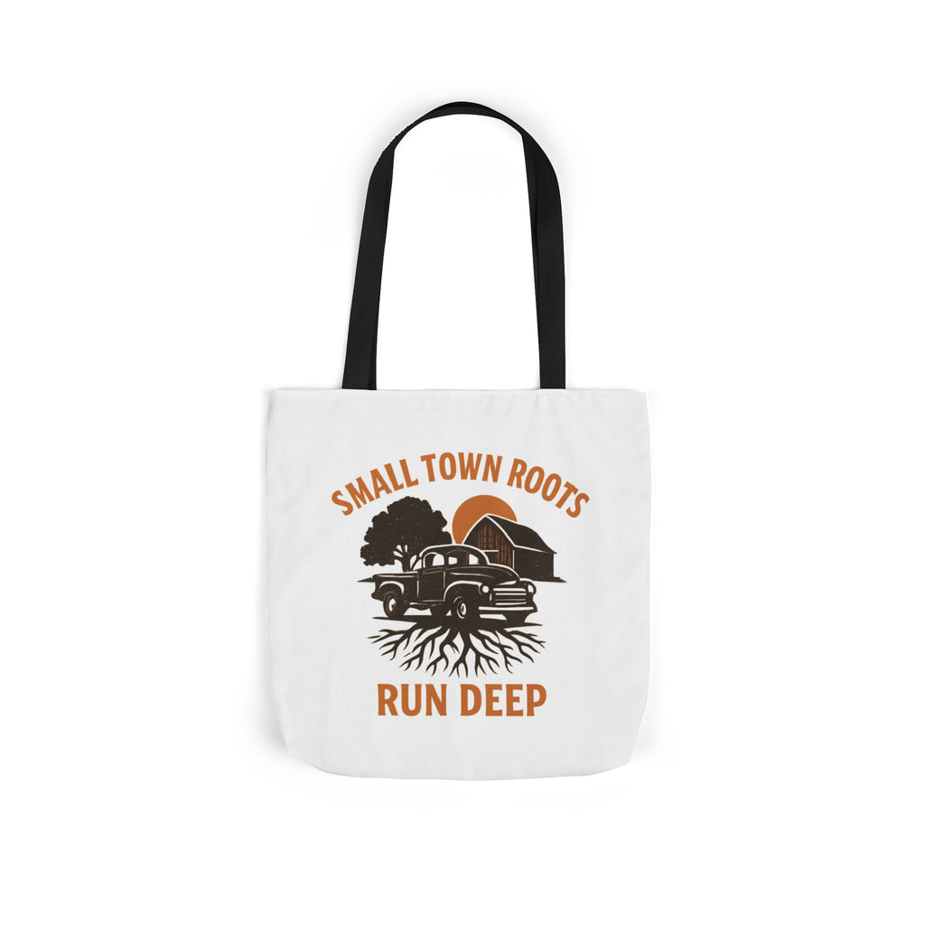 Small Town Roots Run Deep Tote Bag | Rural Heritage Pride Gift | Vintage Pickup Truck Barn Tote | Country Hometown Nostalgia Bag