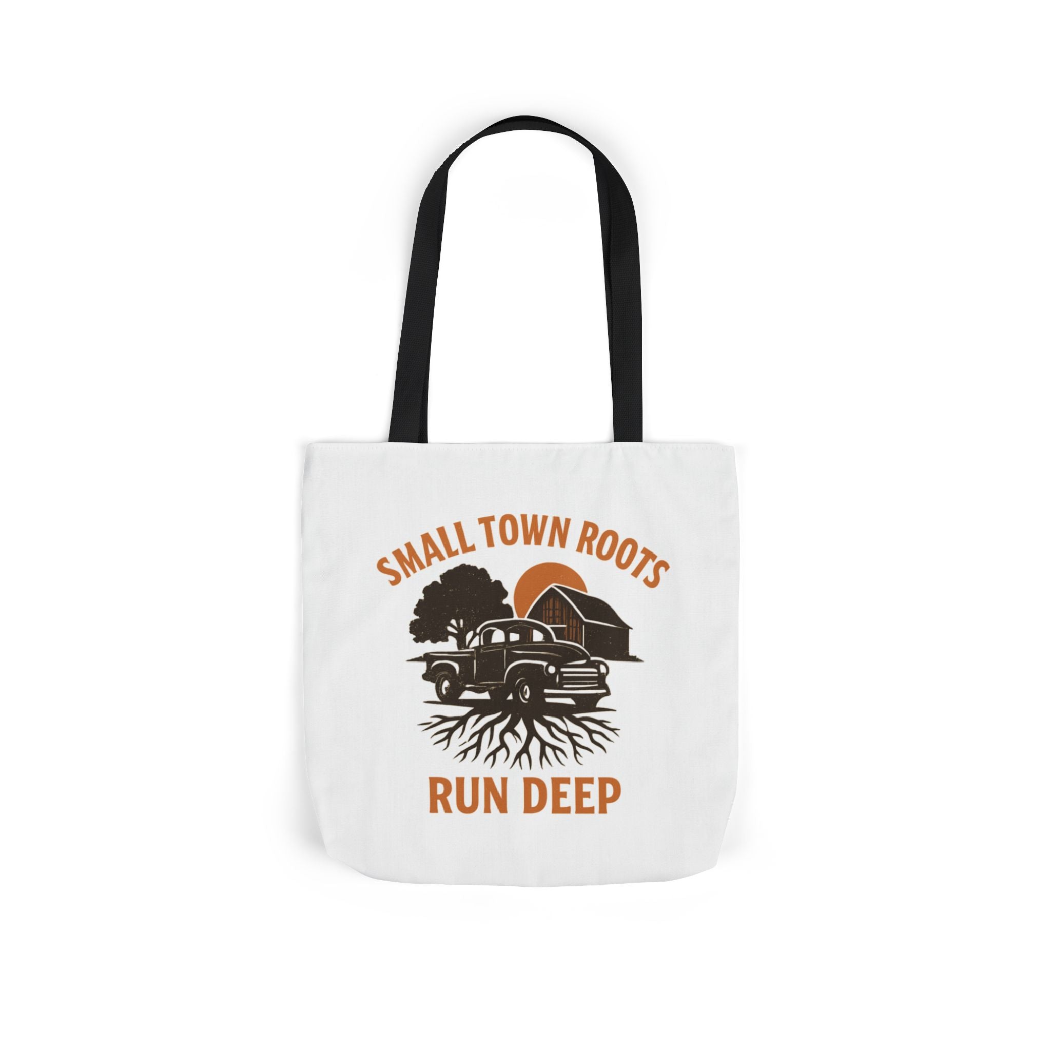 Small Town Roots Run Deep Tote Bag | Rural Heritage Pride Gift | Vintage Pickup Truck Barn Tote | Country Hometown Nostalgia Bag