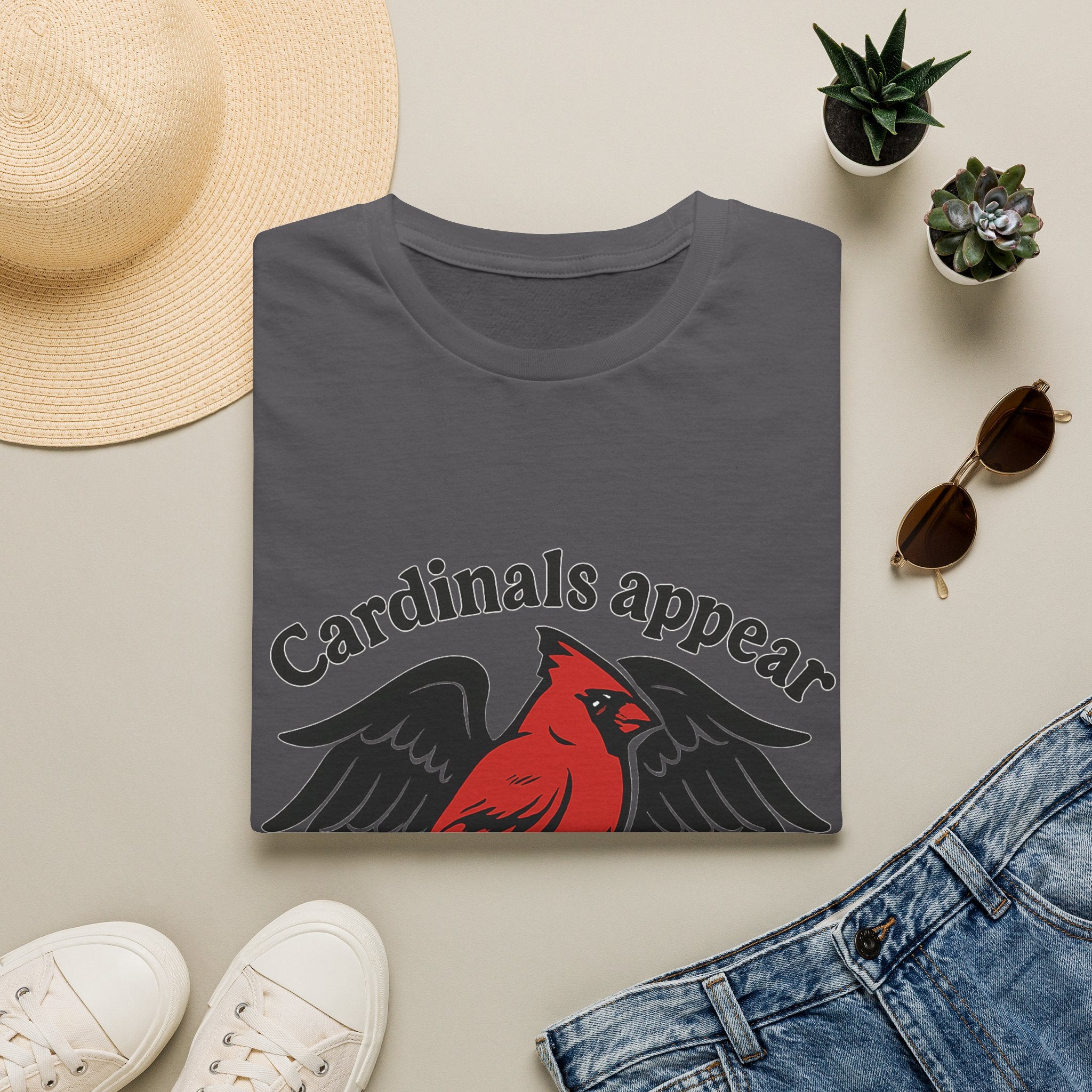Cardinals Appear When Angels Are Near Shirt Memorial Tshirt Loss of Loved One Remembrance Gift Sympathy Bereavement Grief Comfort