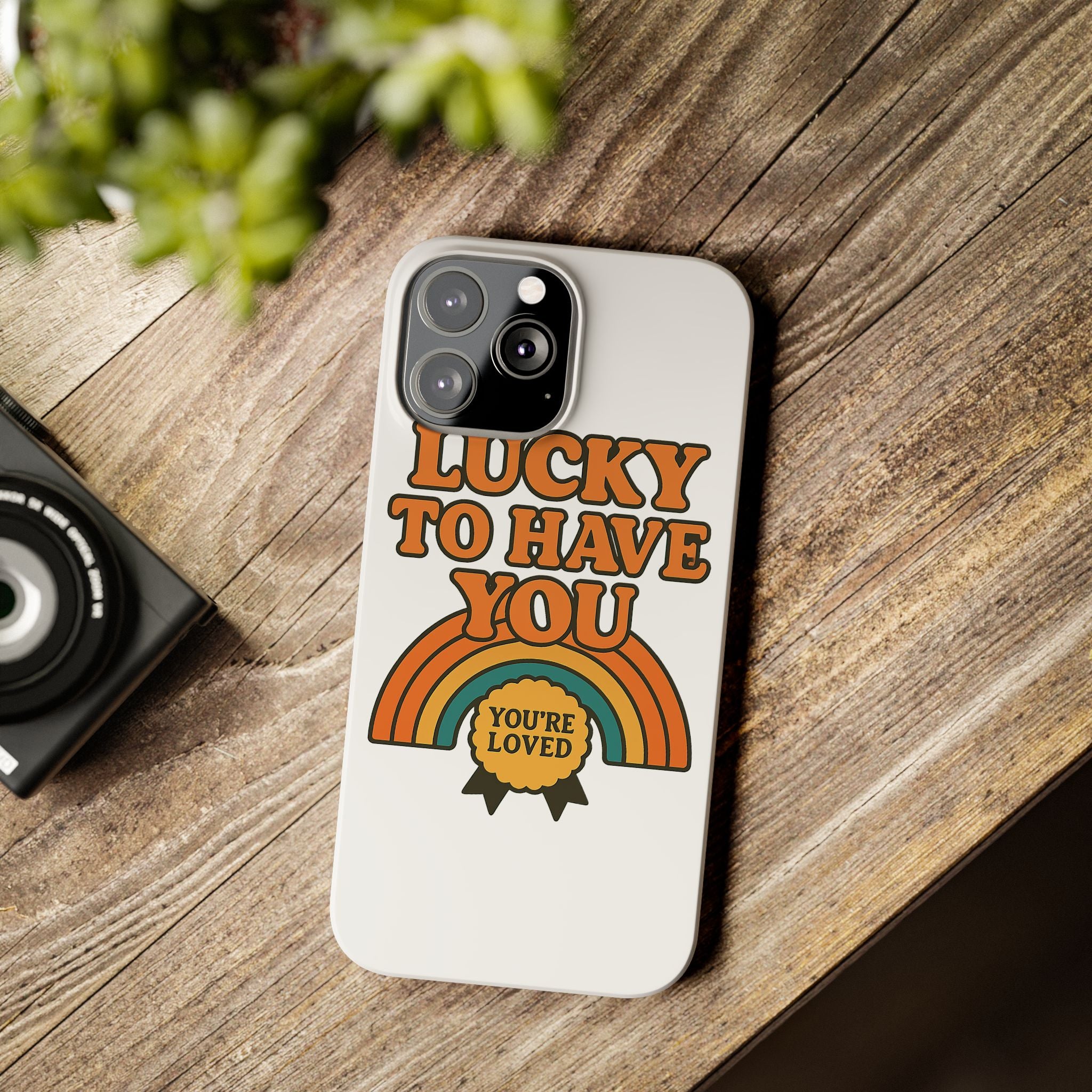 Lucky To Have You Phone Case Friendship Gift Best Friend Galentines Day Retro 70s Rainbow Vintage Appreciation Bestie Squad