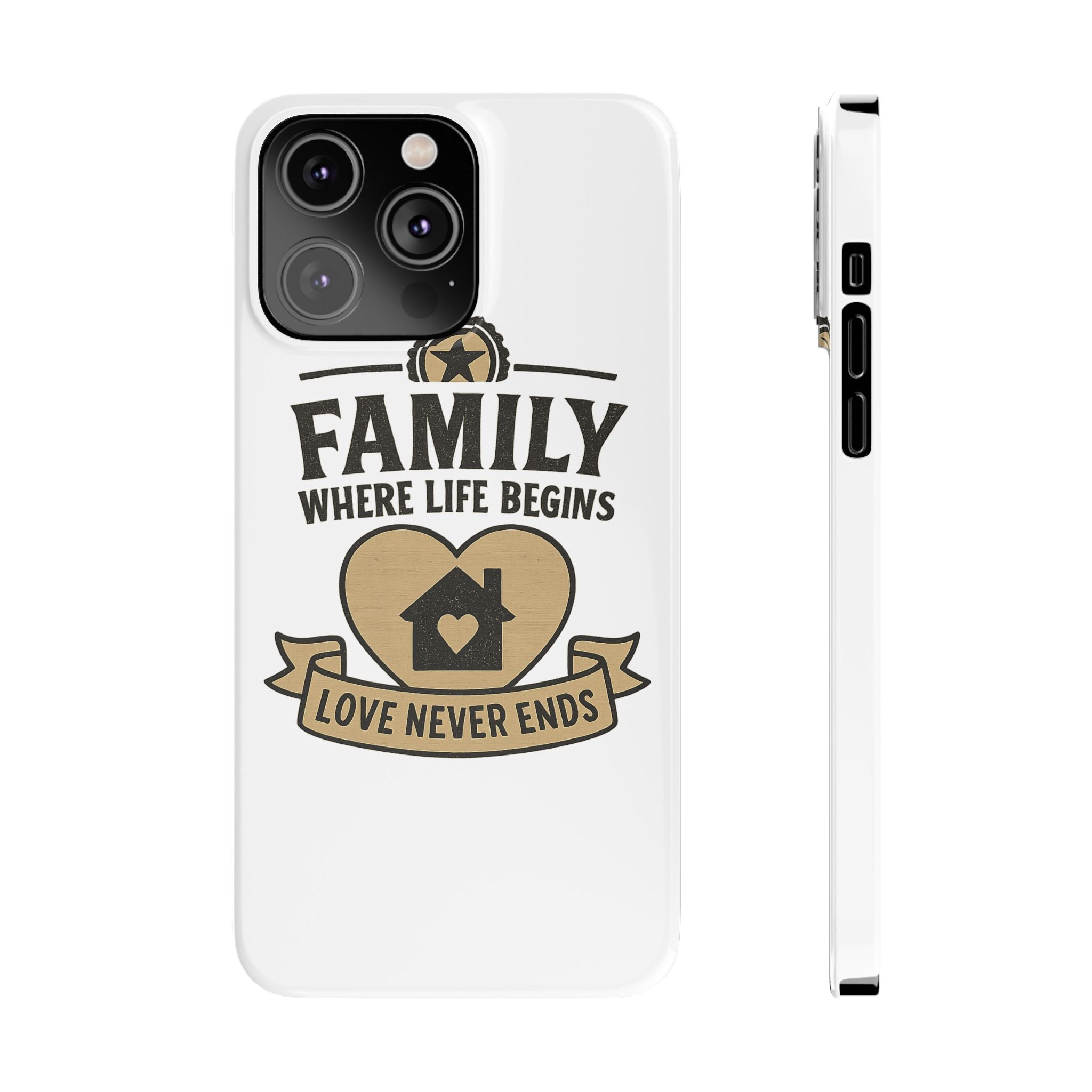 Family Where Life Begins Love Never Ends Phone Case, Rustic Farmhouse Gift for Mom Grandma, Mother's Day Gift, Heart Home Decor