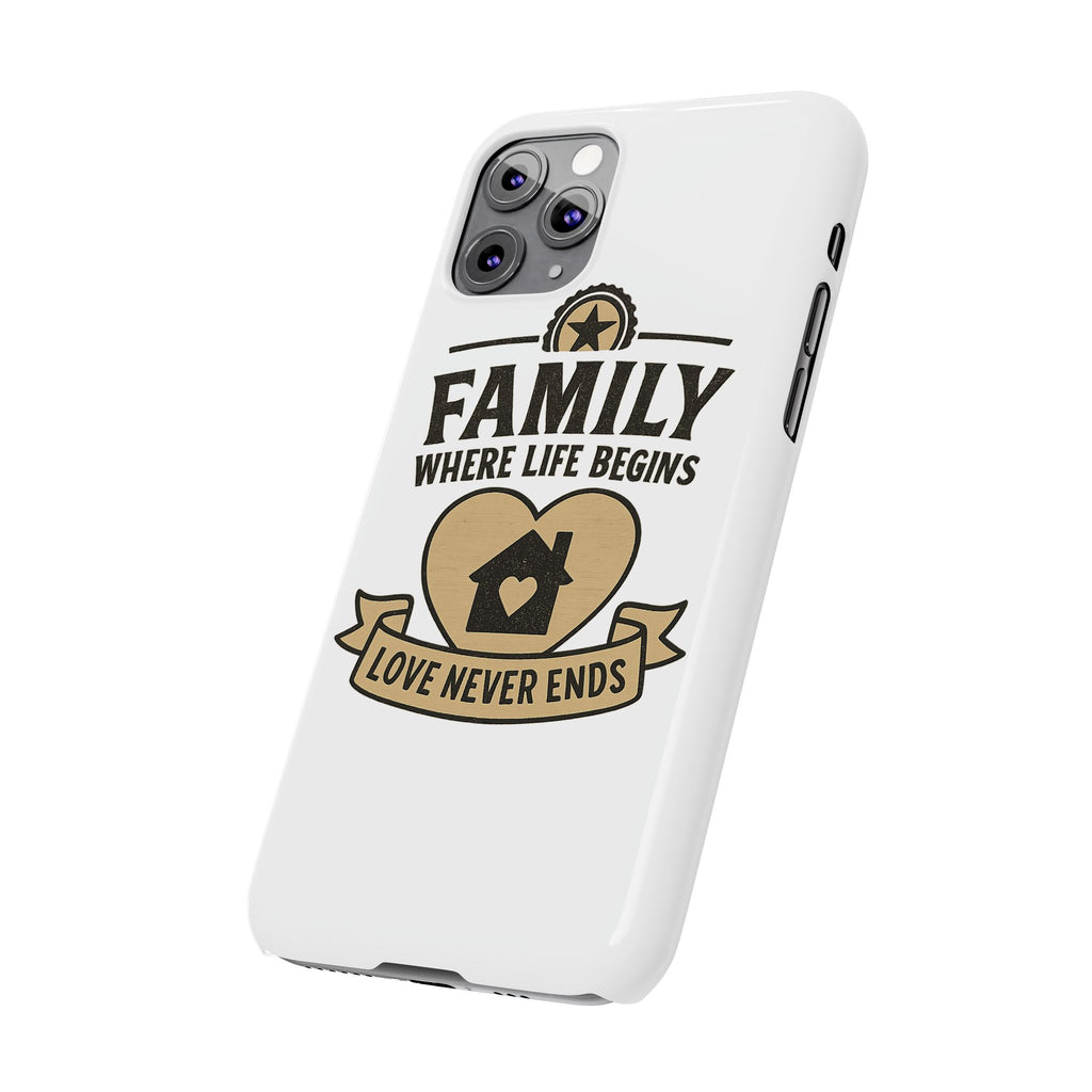 Family Where Life Begins Love Never Ends Phone Case, Rustic Farmhouse Gift for Mom Grandma, Mother's Day Gift, Heart Home Decor