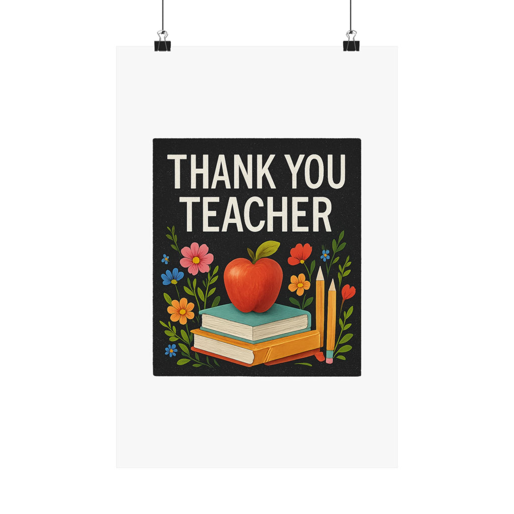Thank You Teacher Gift Poster, Wildflower Watercolor Classroom Decor, Teacher Appreciation Wall Art, End of Year Gift