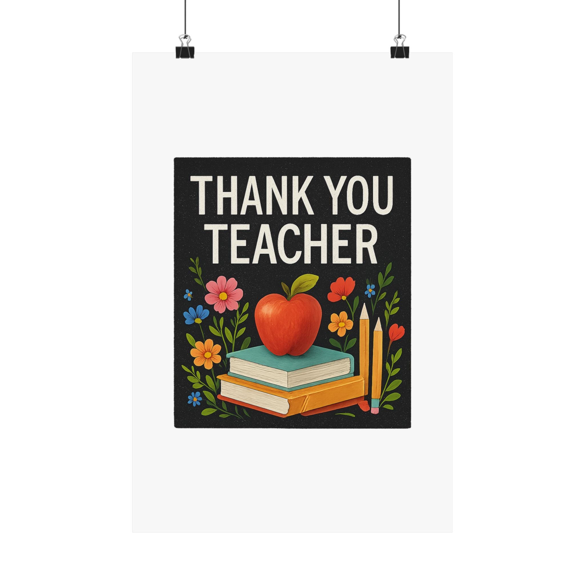 Thank You Teacher Gift Poster, Wildflower Watercolor Classroom Decor, Teacher Appreciation Wall Art, End of Year Gift