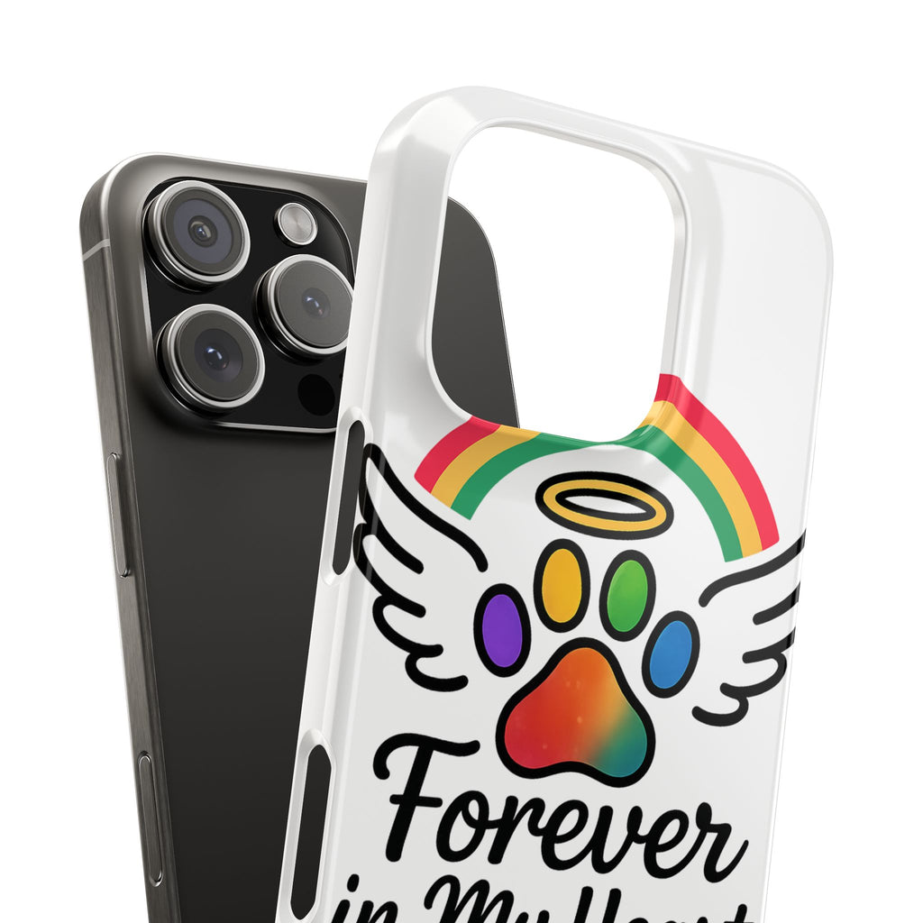 Rainbow Bridge Pet Memorial Phone Case Forever in My Heart Dog Cat Loss Sympathy Gift Remembrance Watercolor Paw Print Angel Pet