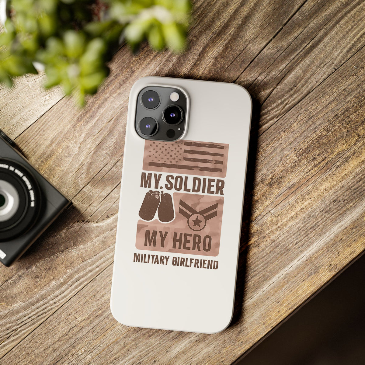 Military Girlfriend Phone Case Rose Gold Camouflage My Soldier My Hero Gift for Army Navy Air Force Girlfriend