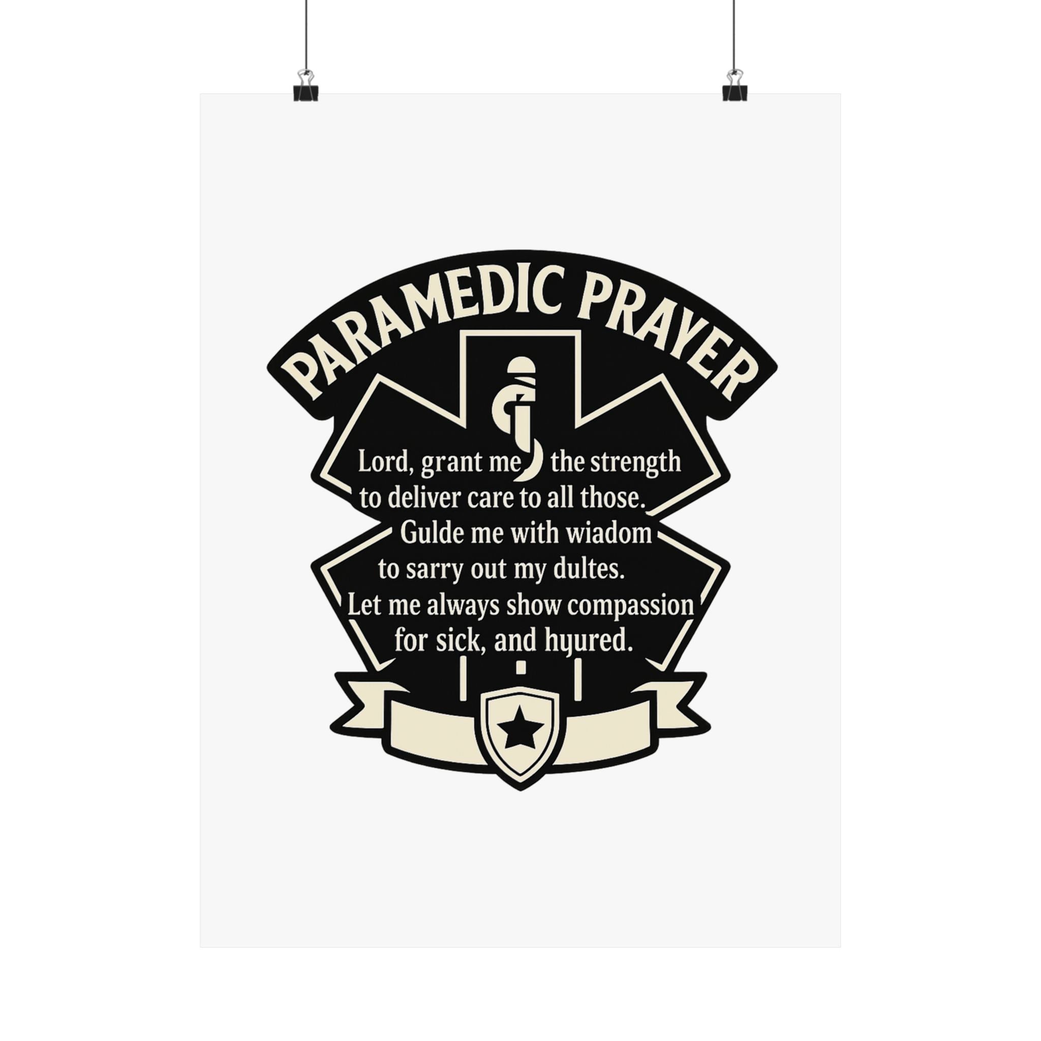 Paramedic Prayer Poster, EMS Gift, Star of Life Wall Art, Paramedic Graduation Gift, EMT Decor, First Responder Print, Thin White Line