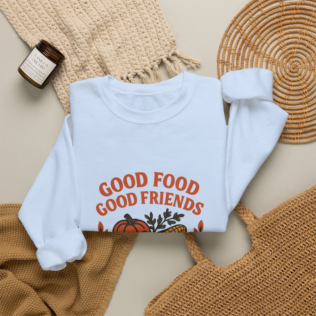 Good Food Good Friends Grateful Heart Sweatshirt, Thanksgiving Hostess Gift, Cooking Sweatshirt, Kitchen Lover Gift, Autumn Cozy Top