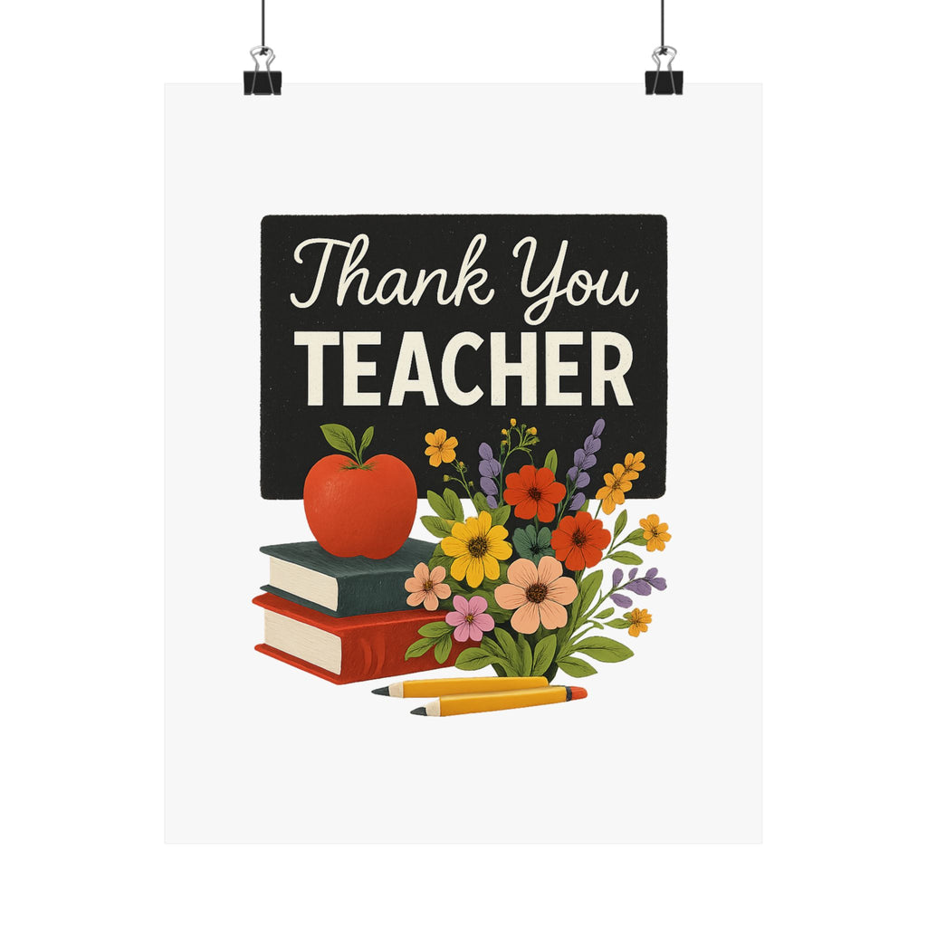 Thank You Teacher Gift Wildflower Watercolor Poster Classroom Wall Art Appreciation Print End of Year School Decor