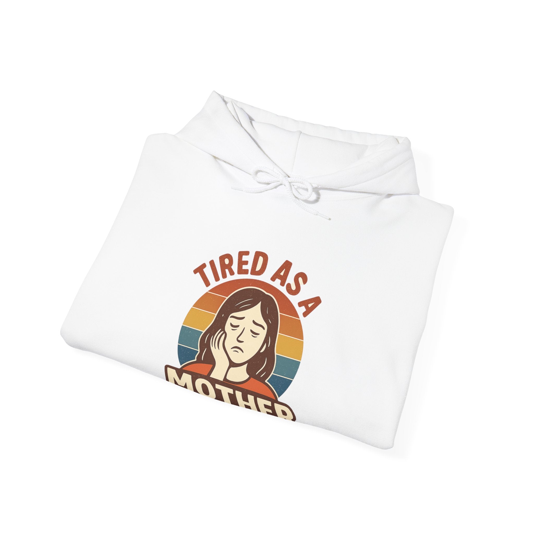 Tired As A Mother Hoodie Vintage Rainbow Retro Mom Life Sweatshirt Funny Exhausted Parent Gift Mothers Day Gift