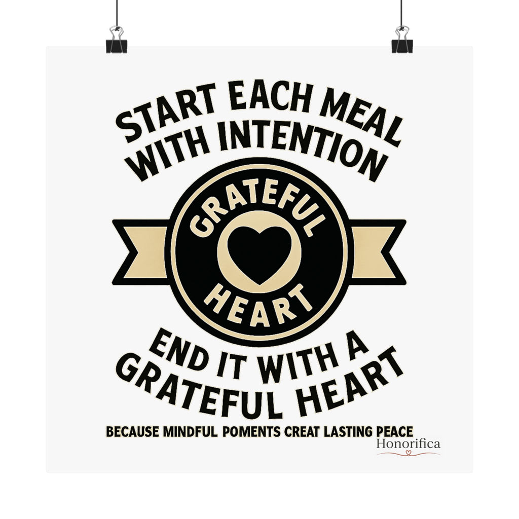 Grateful Heart Daily Affirmations Placemat Poster, Gratitude Prompts Mindful Eating, Thanksgiving Table Decor, Wellness Gift