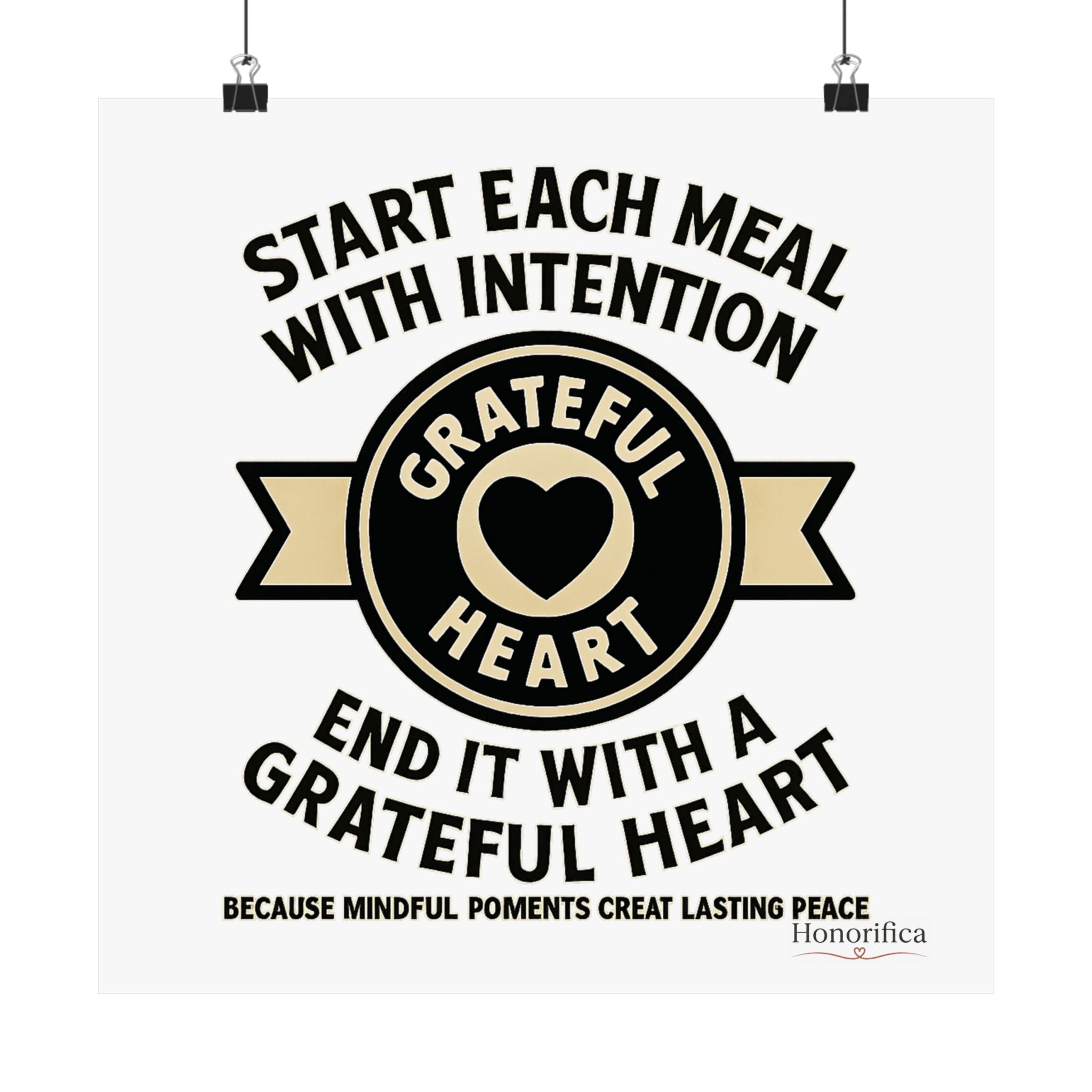 Grateful Heart Daily Affirmations Placemat Poster, Gratitude Prompts Mindful Eating, Thanksgiving Table Decor, Wellness Gift