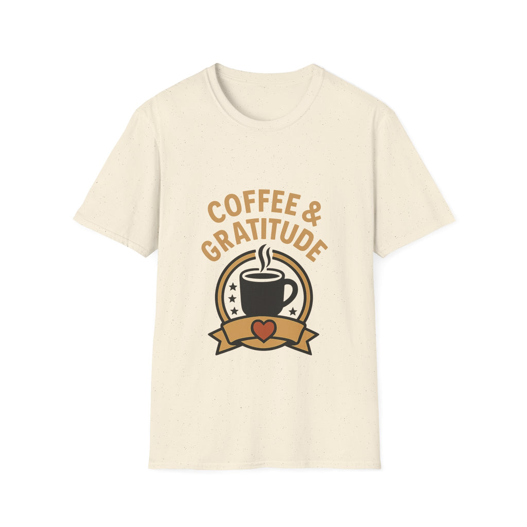 Coffee & Gratitude Shirt, Mindful Living Tee, Self Care Gift for Women, Positive Vibes T-Shirt, Grateful Heart Appreciation Top