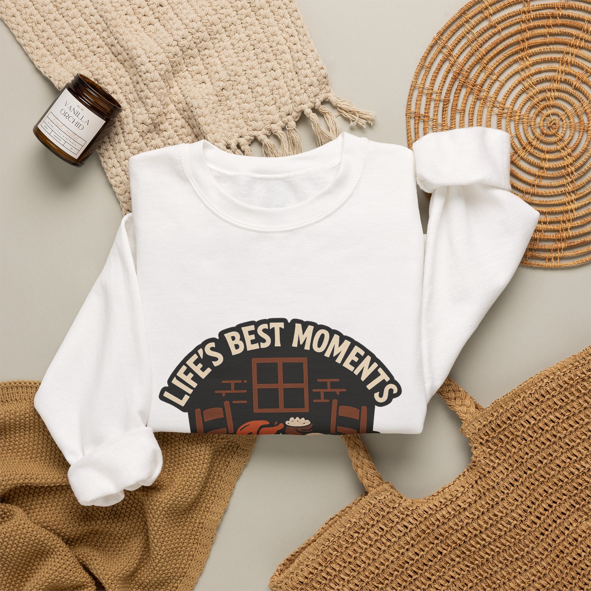 Life's Best Moments At The Table Sweatshirt, Family Dinner Crewneck, Cozy Kitchen Gift for Mom, Farmhouse Comfort Food Lover