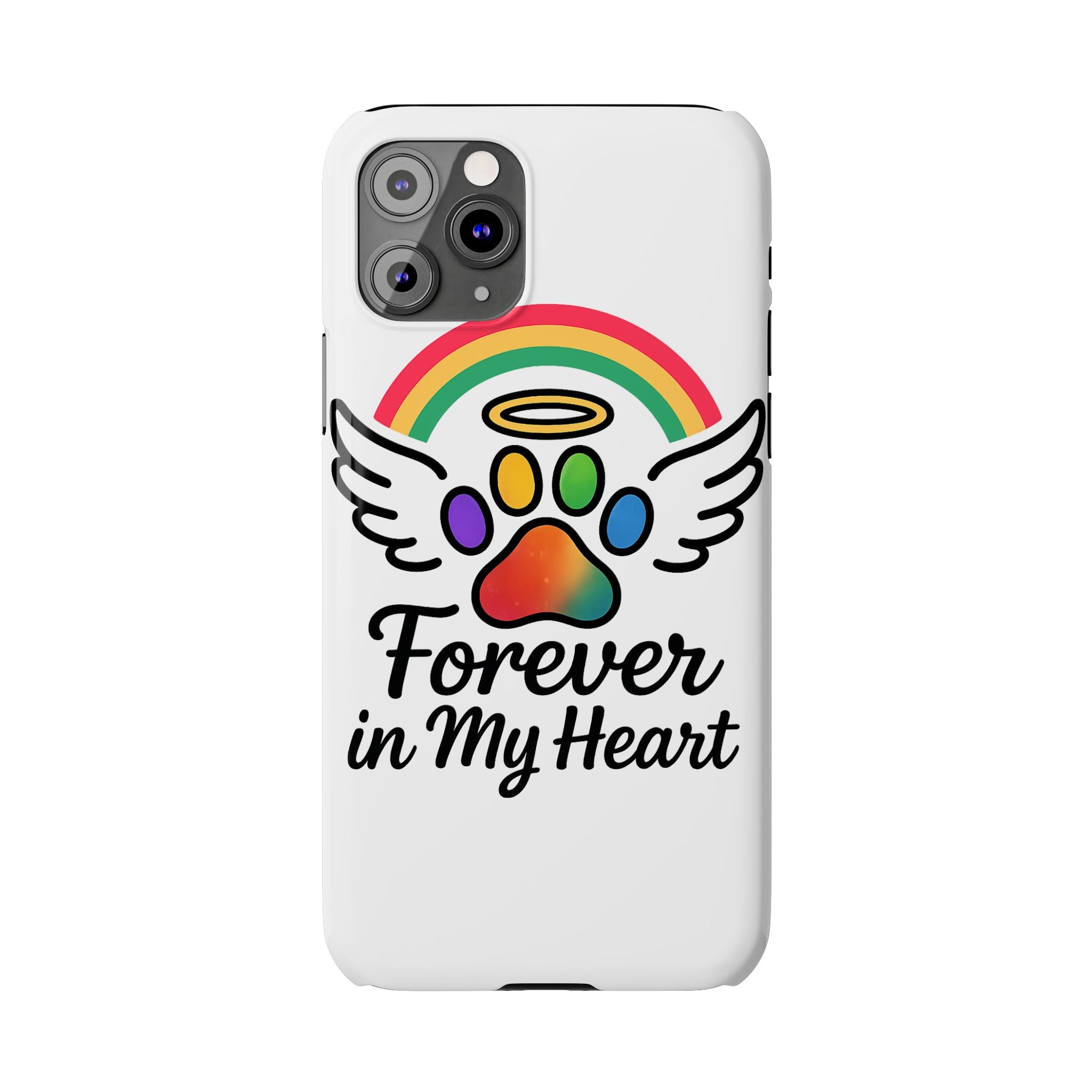 Rainbow Bridge Pet Memorial Phone Case Forever in My Heart Dog Cat Loss Sympathy Gift Remembrance Watercolor Paw Print Angel Pet