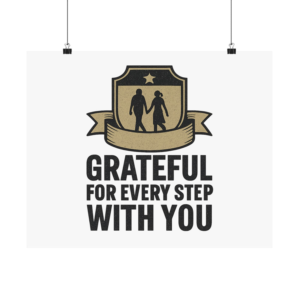 Grateful For Every Step With You Poster Anniversary Gift Relationship Milestone Couple Wall Art Vintage Gratitude Print