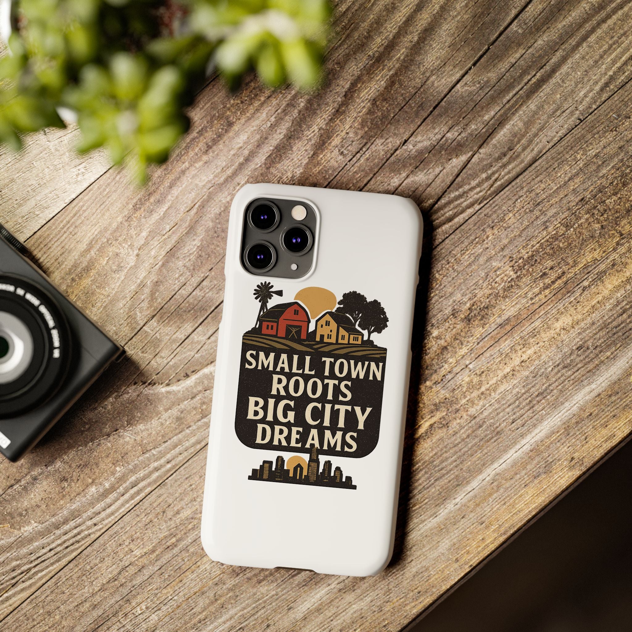 Small Town Roots Big City Dreams Phone Case Hometown Pride Nostalgia Gift Country Life Vintage Aesthetic Rural Americana Case