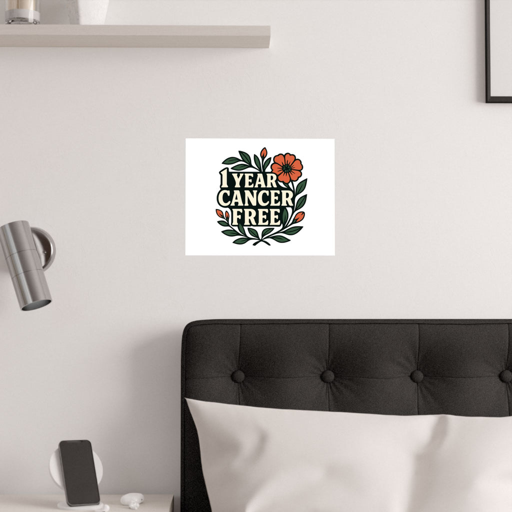 1 Year Cancer Free Poster, Botanical Growth Anniversary Gift, Cancer Survivor Milestone Wall Art, Hope & Healing Decor