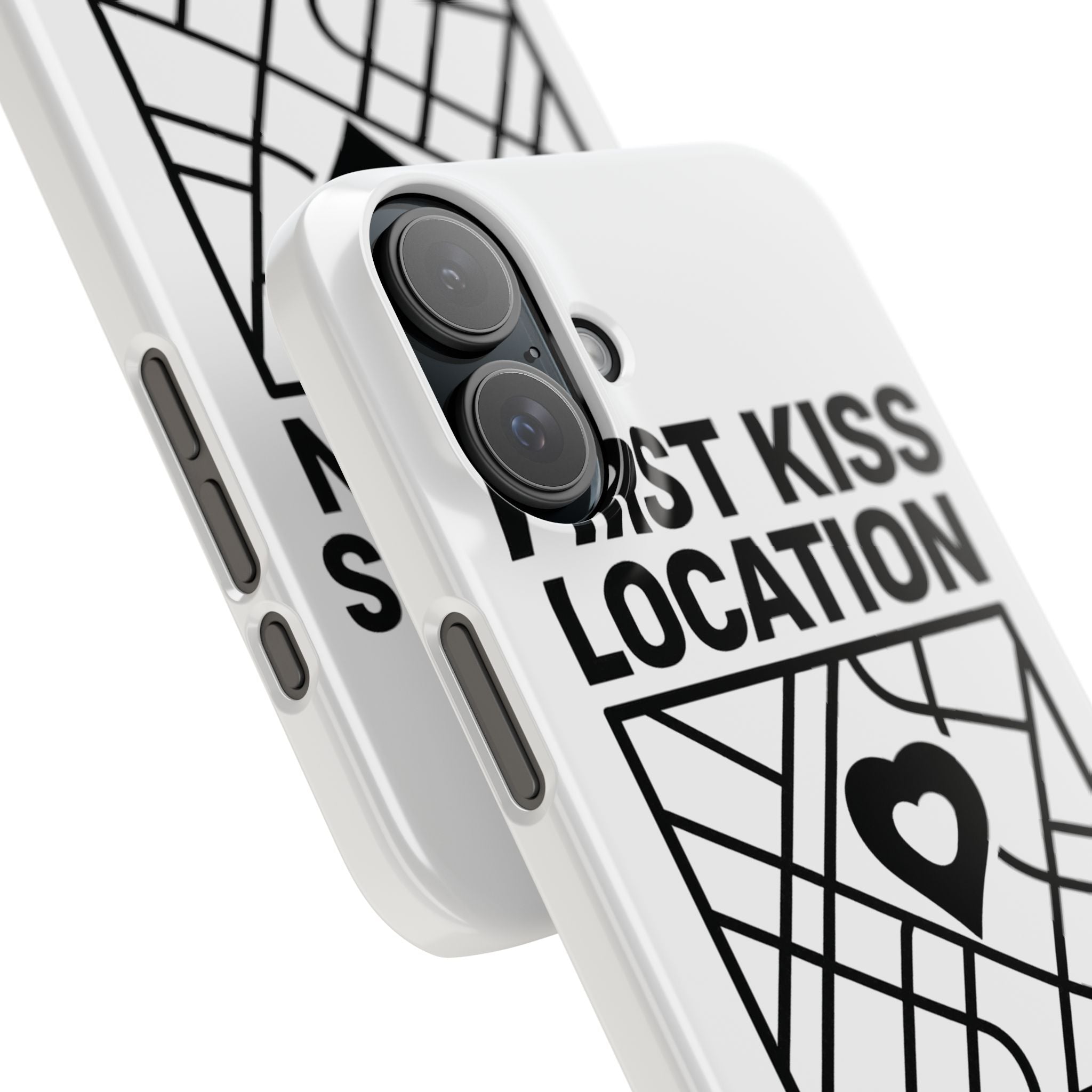 First Kiss Location Phone Case Custom Map Where We Met Anniversary Gift Personalized Couples Phone Case Heart Marker