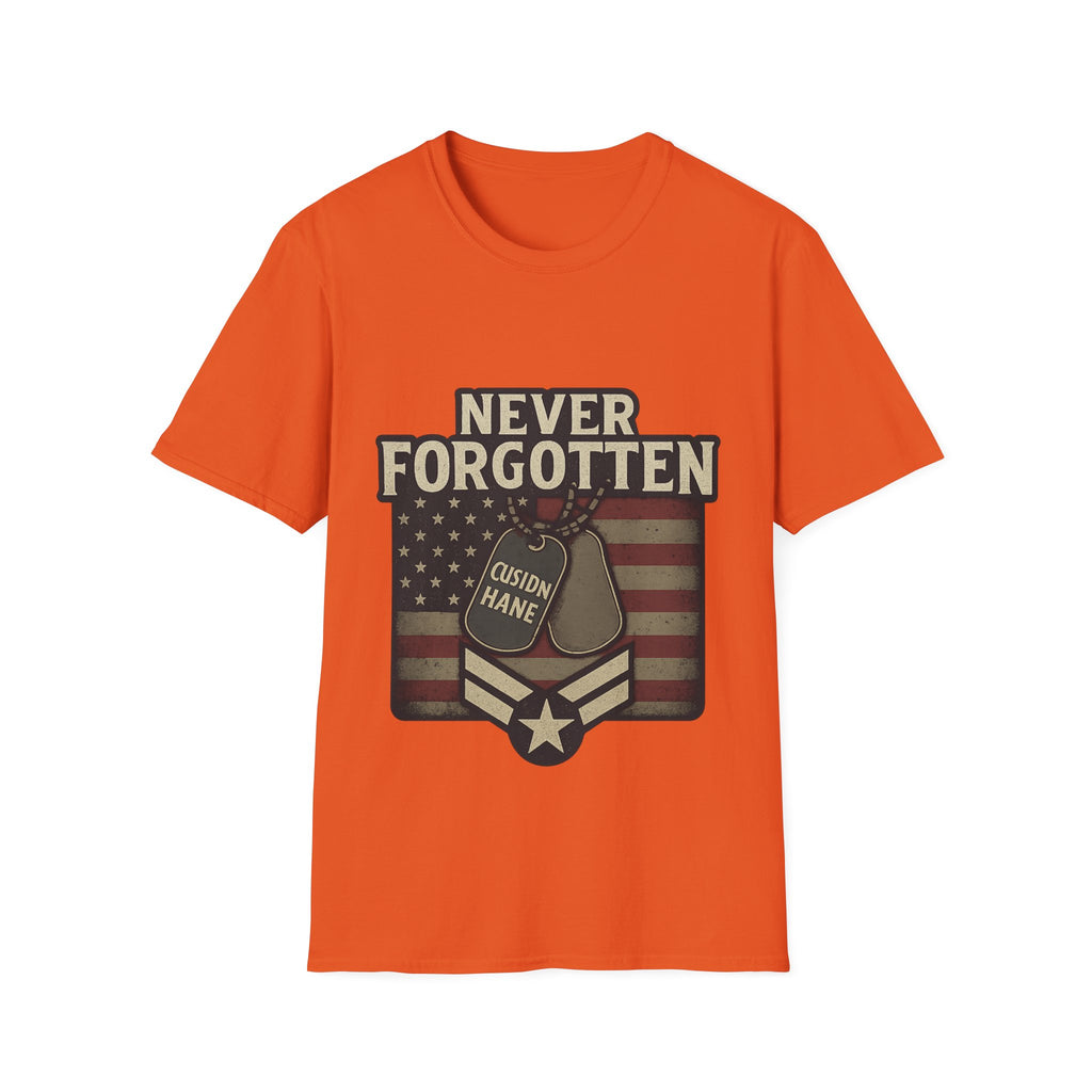 Never Forgotten Veteran Memorial Shirt Custom Name Military Tribute Tee Gold Star Family Gift Personalized Remembrance Tshirt
