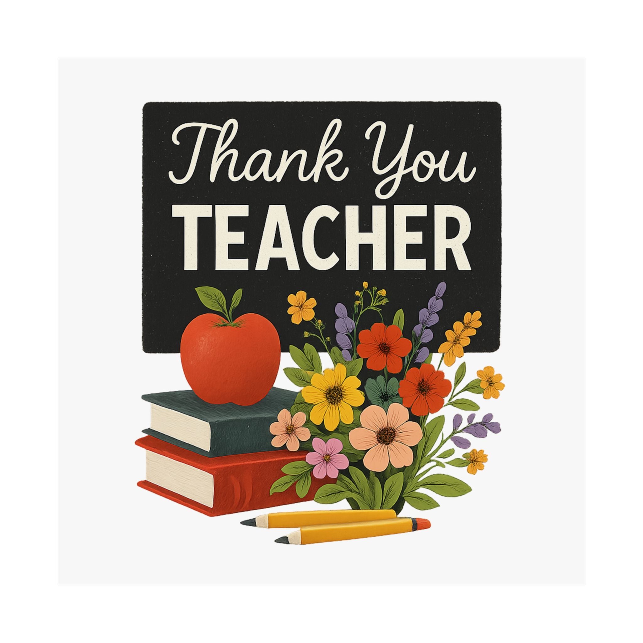 Thank You Teacher Gift Wildflower Watercolor Poster Classroom Wall Art Appreciation Print End of Year School Decor